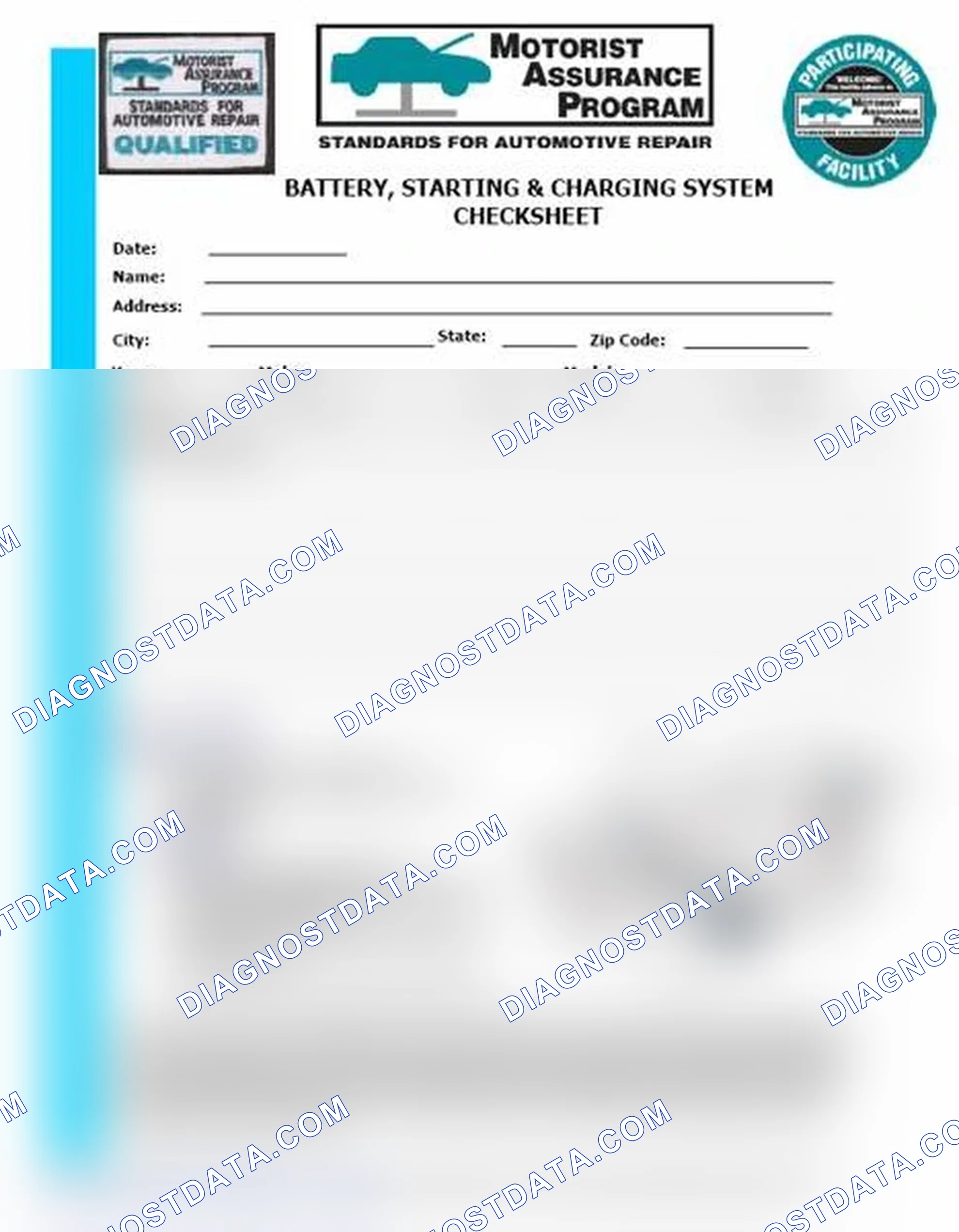 Scheme 3: Battery, Starting & Charging System Checksheet (1 Of 2)