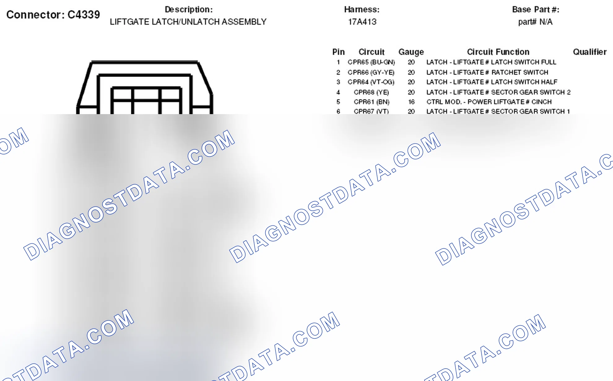 Scheme 321: Liftgate Latch Assembly / Liftgate Unlatch Assembly Connector End View (C4339)