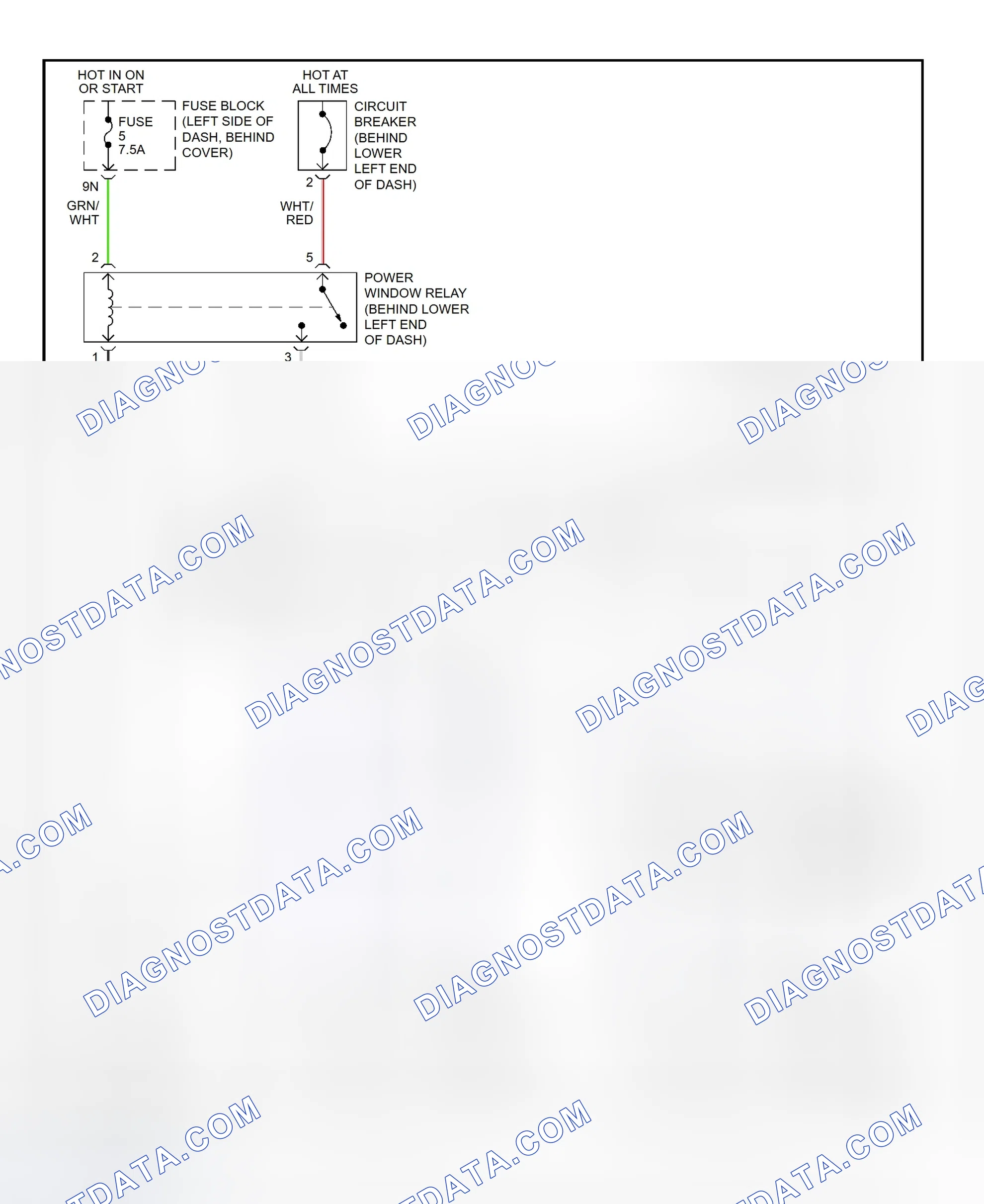 Fig. 2: Power Window System Wiring Diagram (Frontier Except Crew Cab)