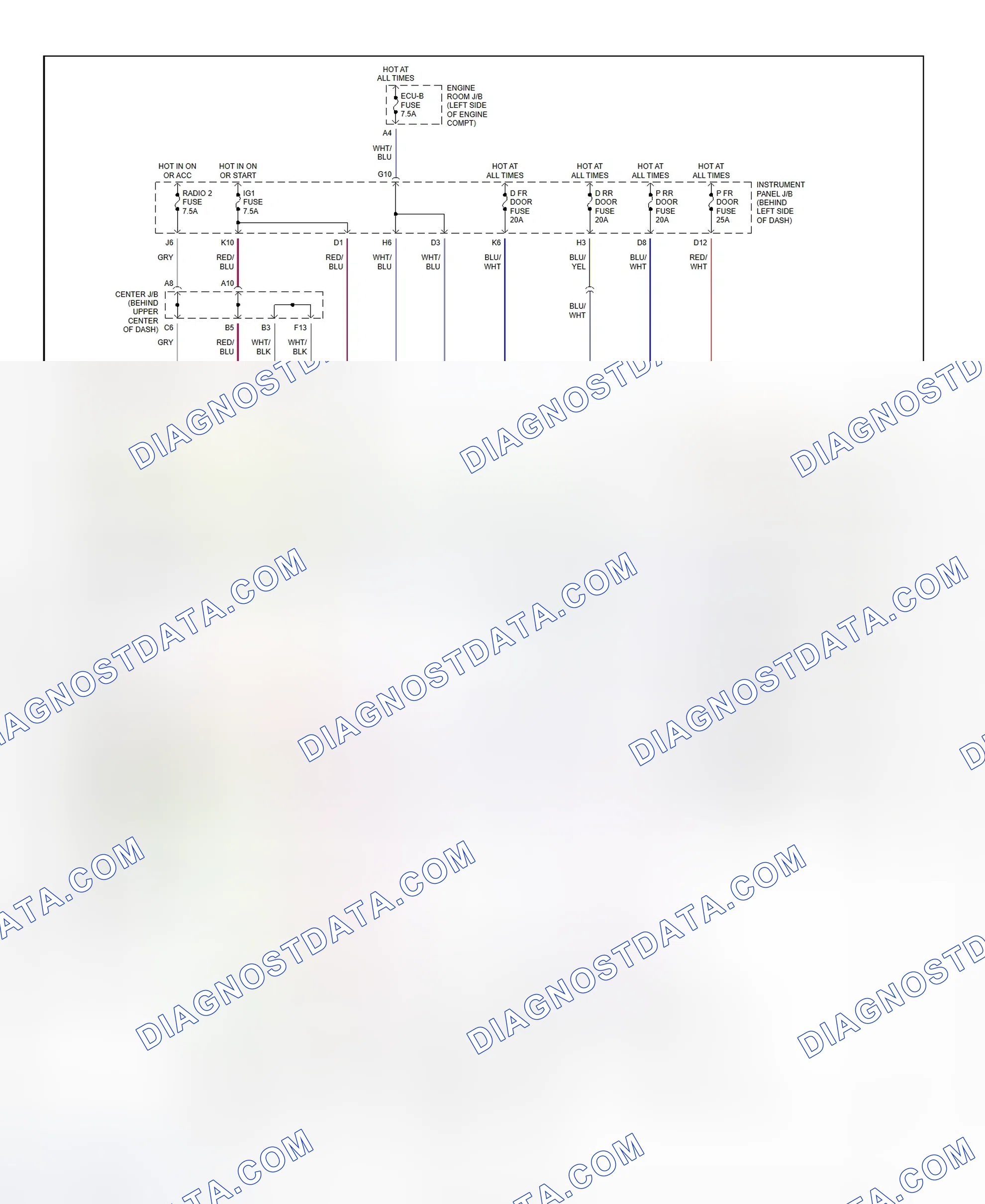 Scheme 1: Power Window System Wiring Diagram (Highlander)