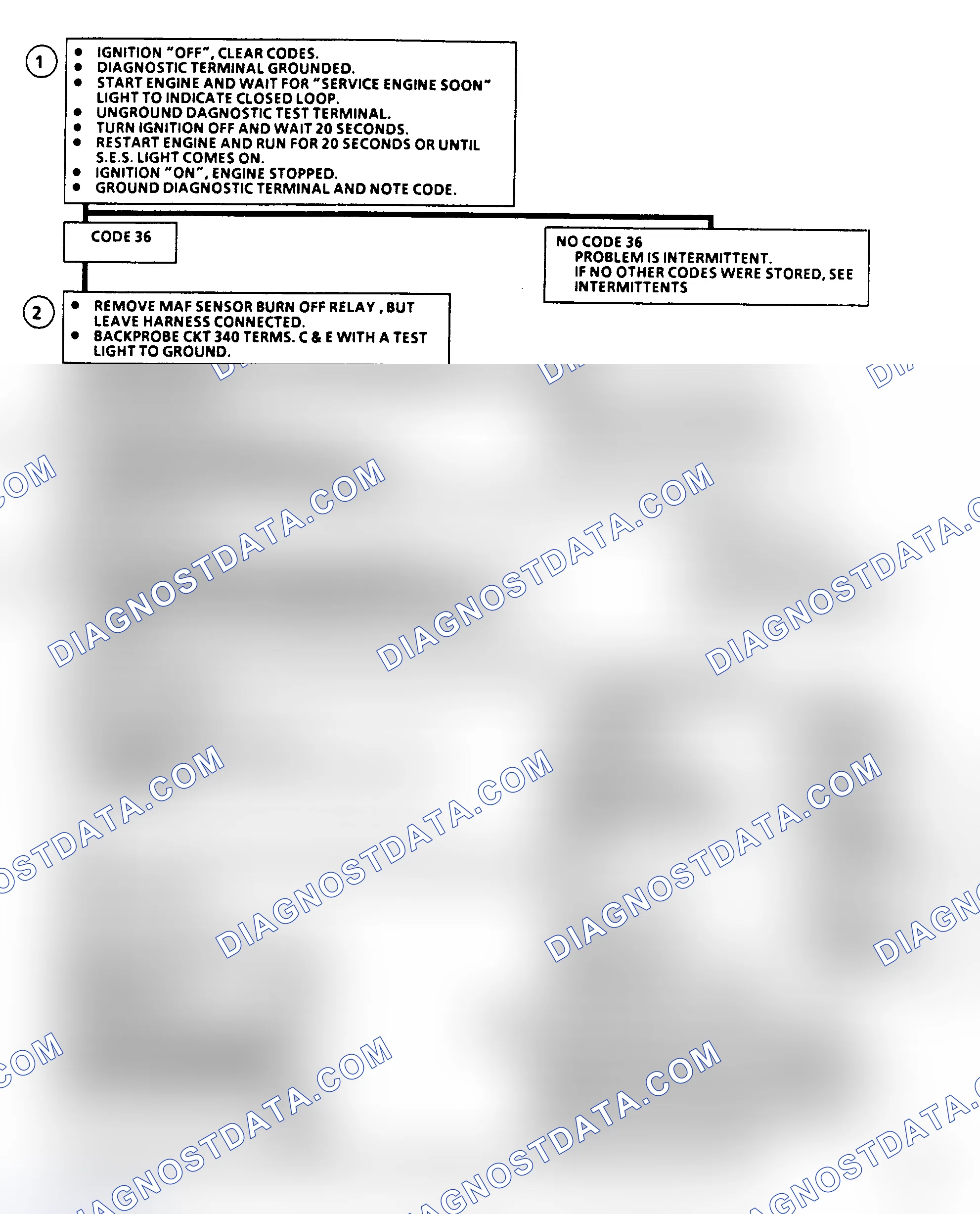 Scheme 249: Code 36 Flow Chart, MAF Sensor Burn-Off (5.0/5.7L)