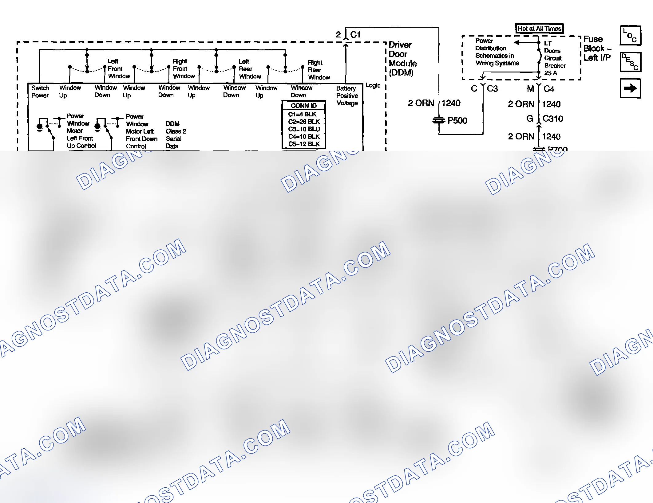 Scheme 47: Power Window Schematics (Left Doors)