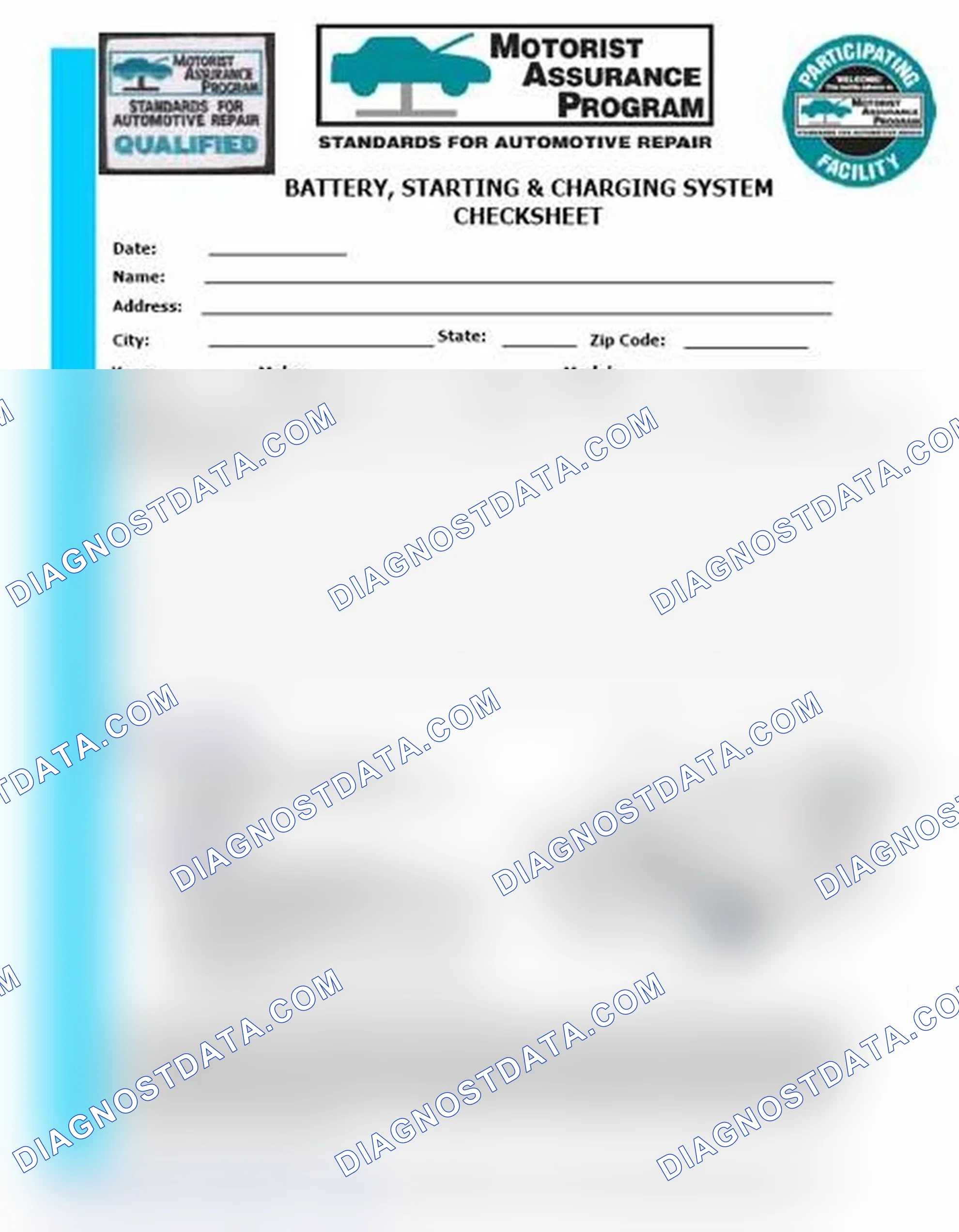 Scheme 3: Battery, Starting & Charging System Checksheet (1 Of 2)