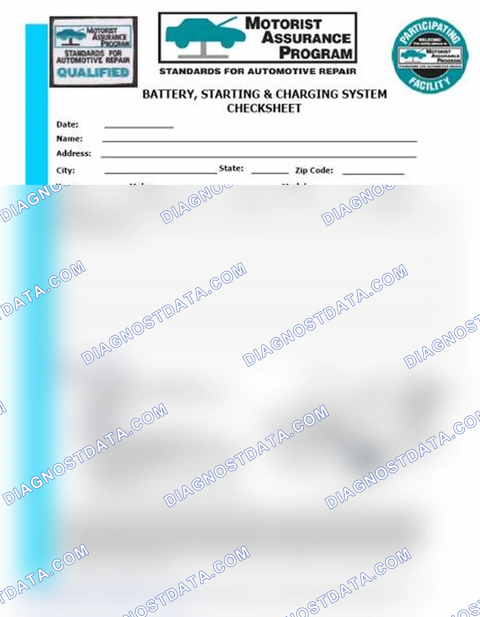 Scheme 3: Battery, Starting & Charging System Checksheet (1 Of 2)