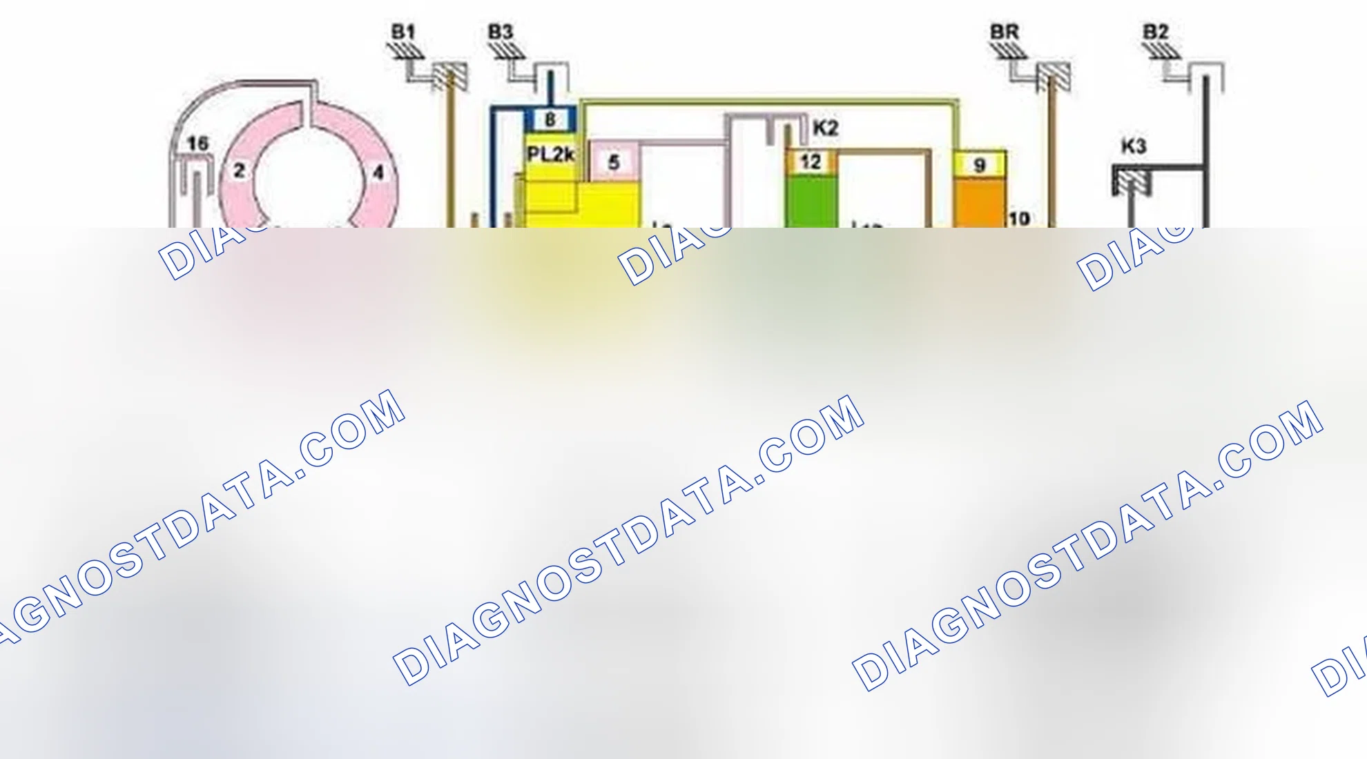 Scheme 412: Power Flow In Reverse Gear Function Diagram - Transmission 722.9