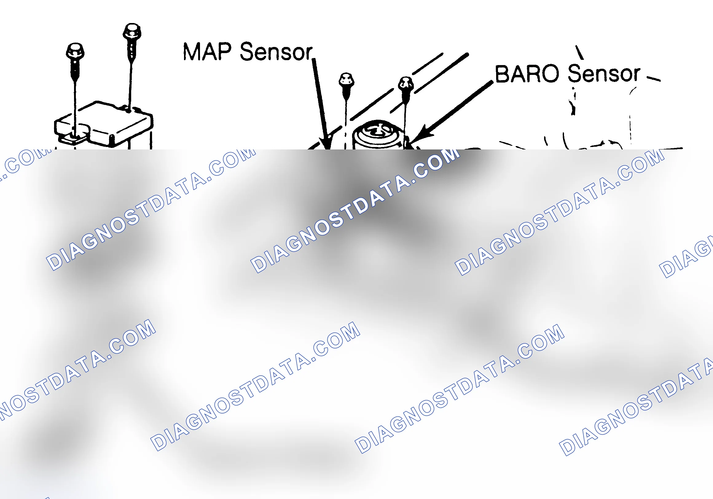 Scheme 185: MAP/BARO Or Vacuum Sensor Location (Location May Also Be In Passenger Compartment.)