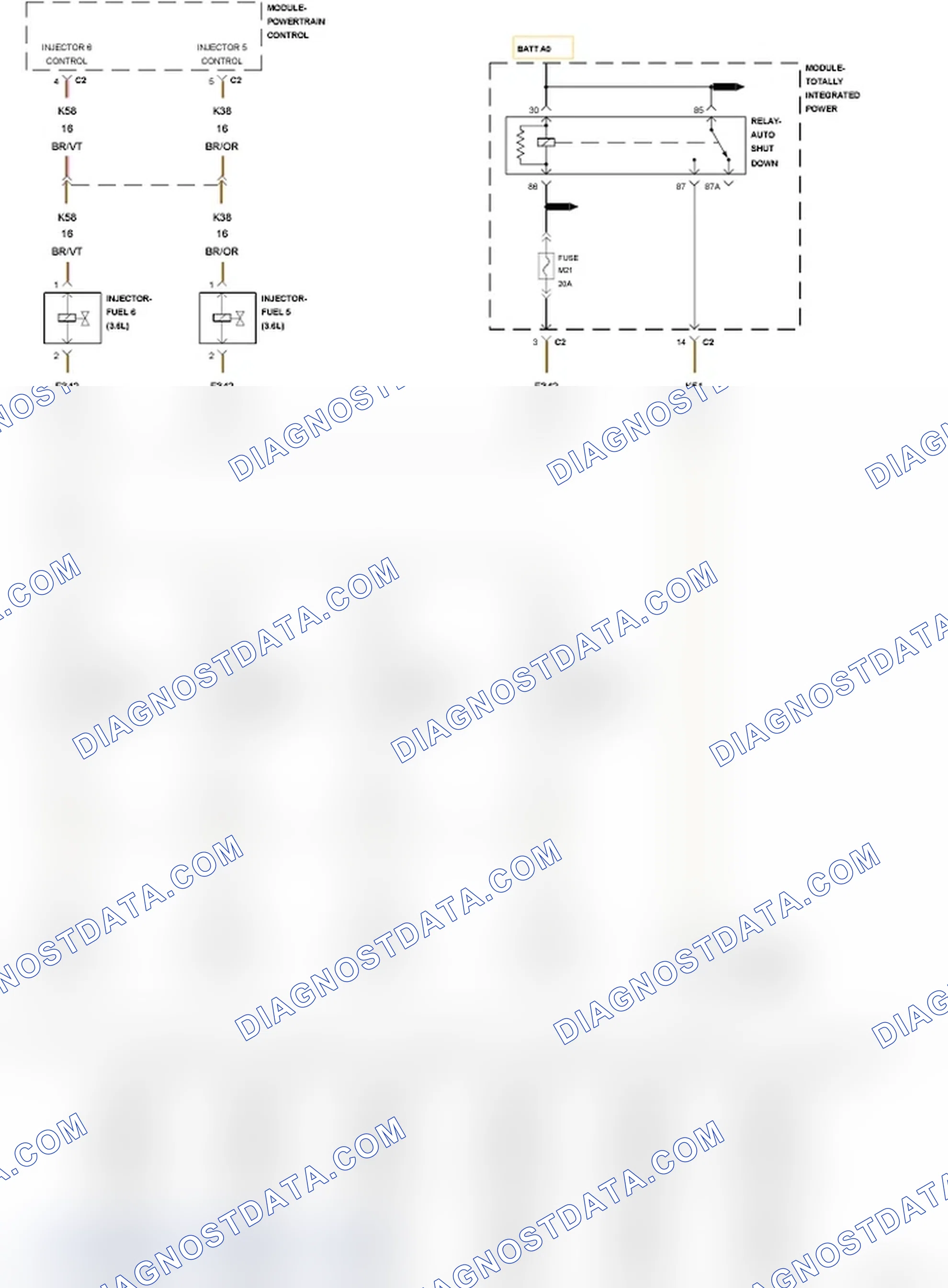 Scheme 141: P0201-FUEL INJECTOR 1 CIRCUIT - 3.6L