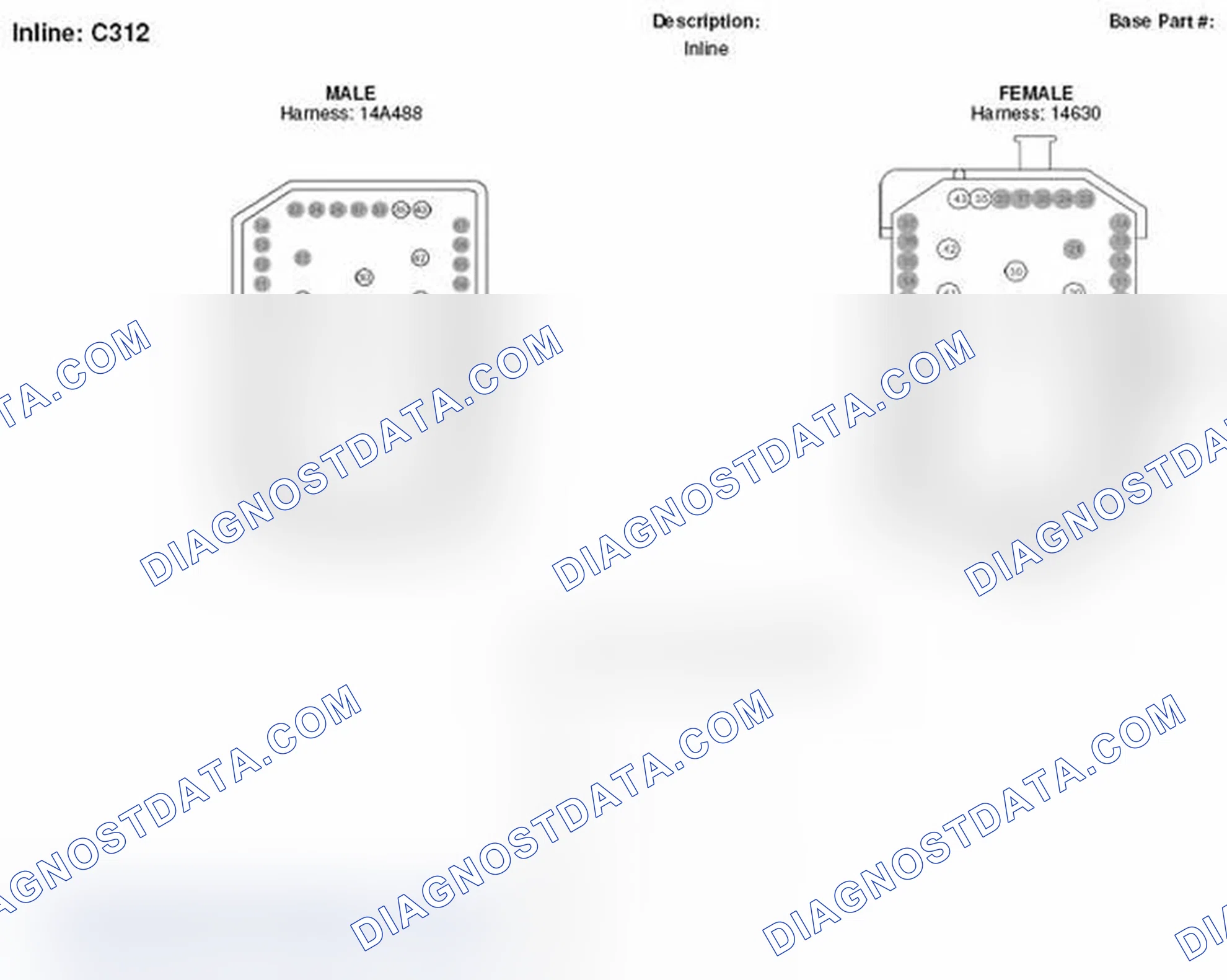 Scheme 128: Inline (1 Of 2) Connector End View (C312) (1 Of 2)
