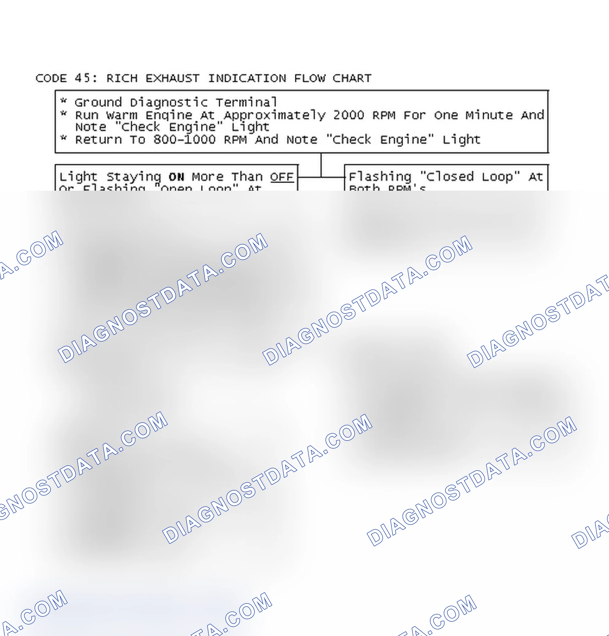 Scheme 308: Code 45: Rich Exhaust Indication Flow Chart