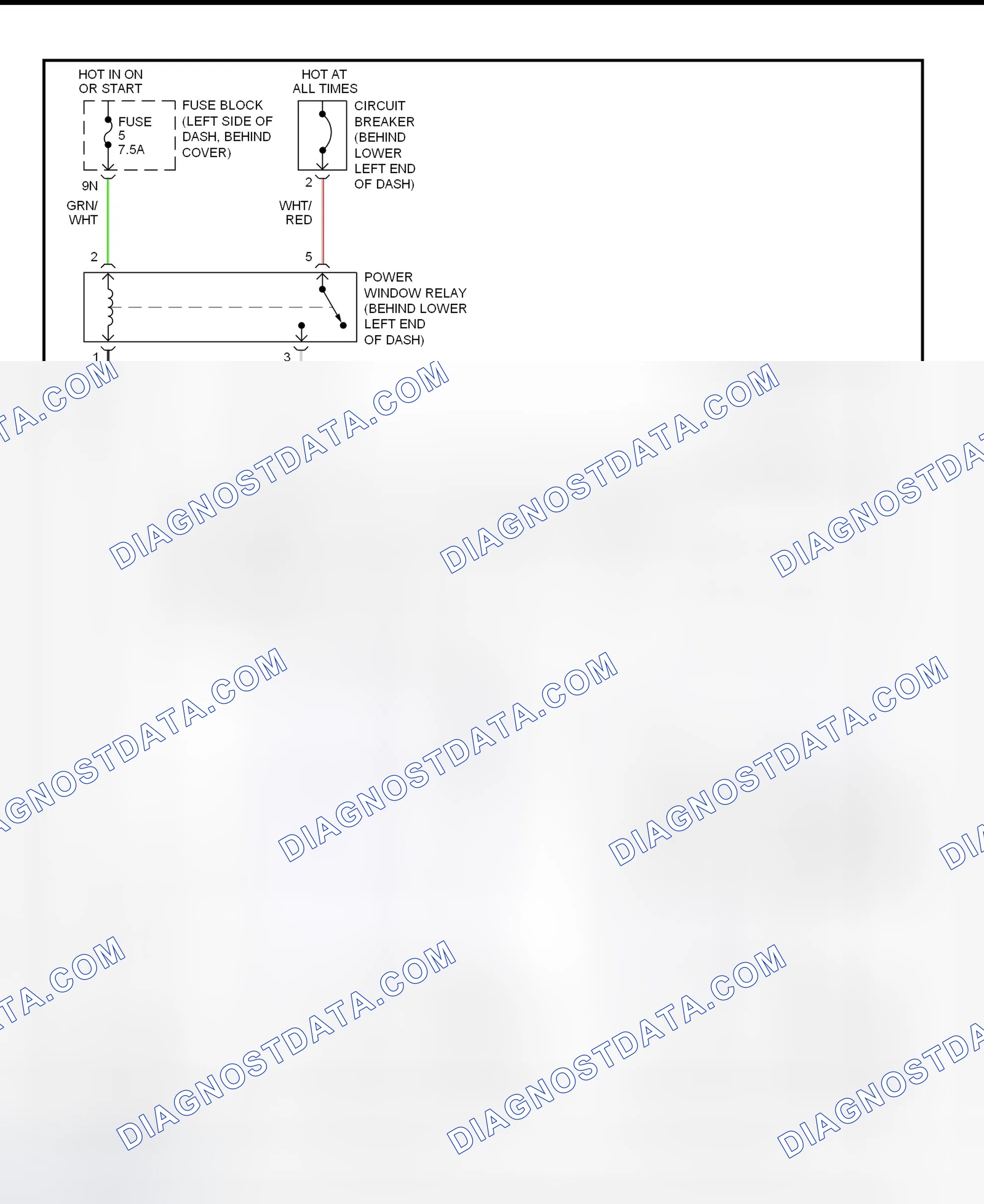 Fig. 2: Power Window System Wiring Diagram (Frontier Except Crew Cab)