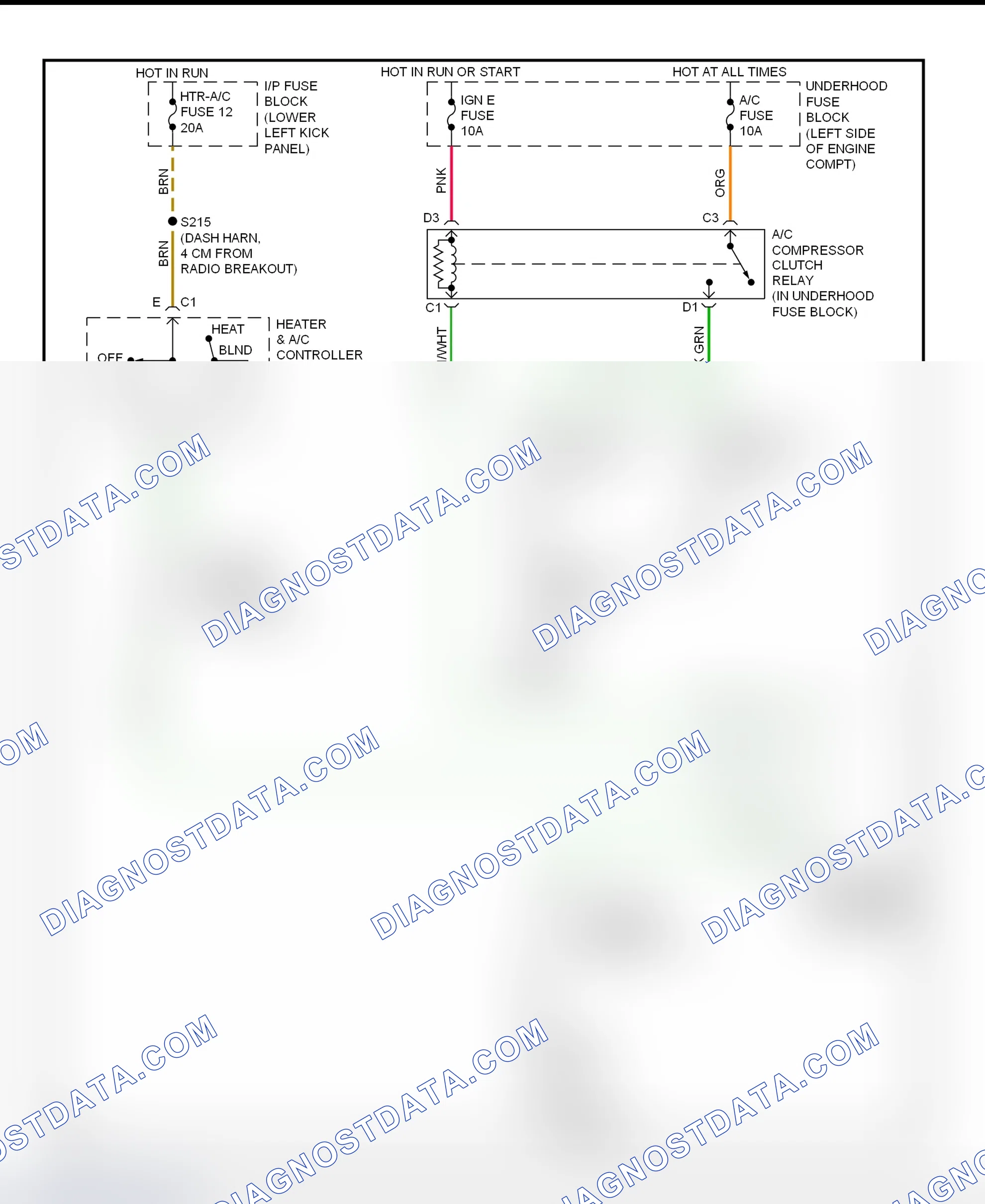 Scheme 25: A/C Compressor Clutch Control Circuit Wiring Diagram (2001 Express & Savana - Except Diesel Engine)