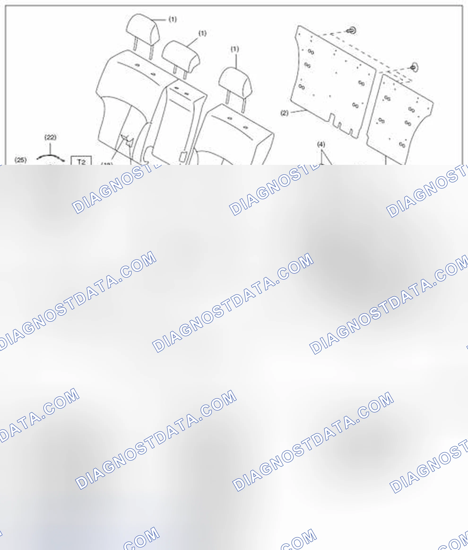 Scheme 21: Identifying Rear Seat Components With Torque Specifications (Outback Model)