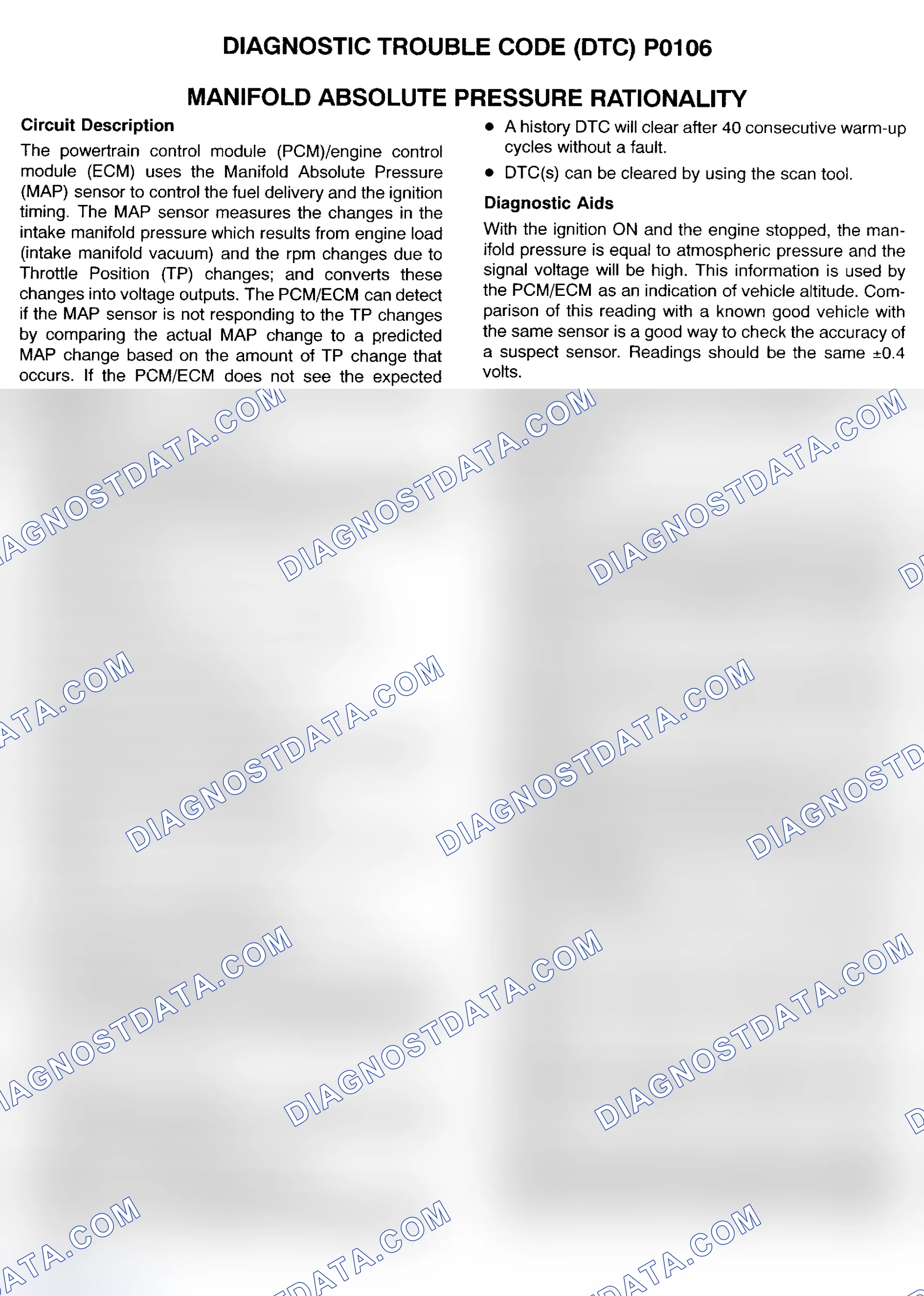Scheme 21: DTC P0106: MANIFOLD ABSOLUTE PRESSURE RATIONALITY