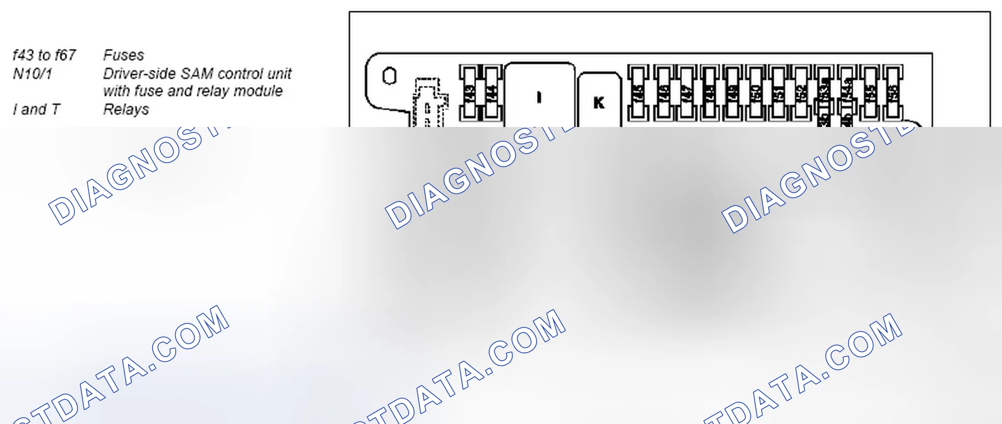 Scheme 90: Fuse assignment of fuse and relay box in left engine compartment - GF54.15-P-1256-03TC