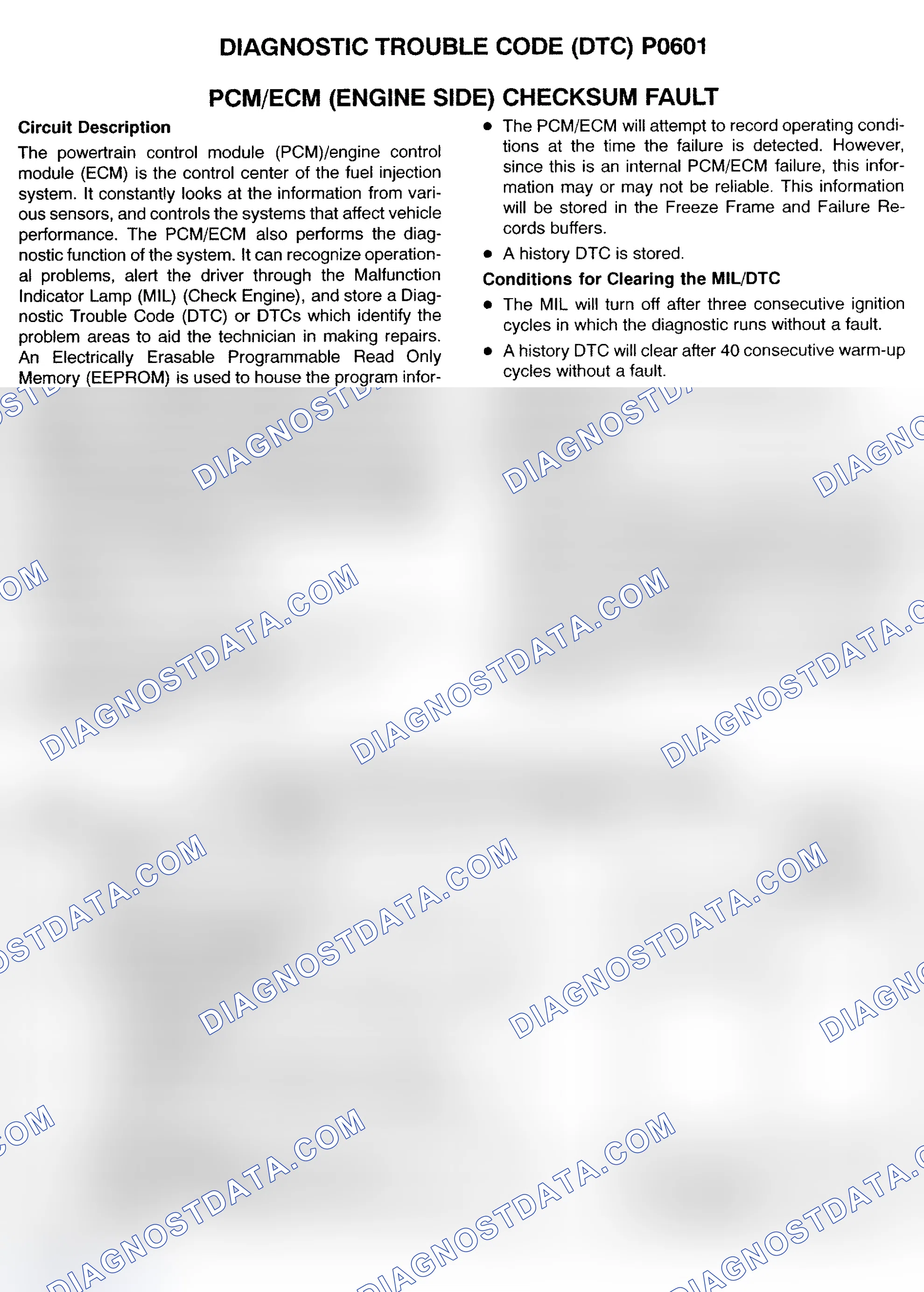 Scheme 209: DTC P0601: PCM/ECM (ENGINE SIDE) CHECKSUM FAULT