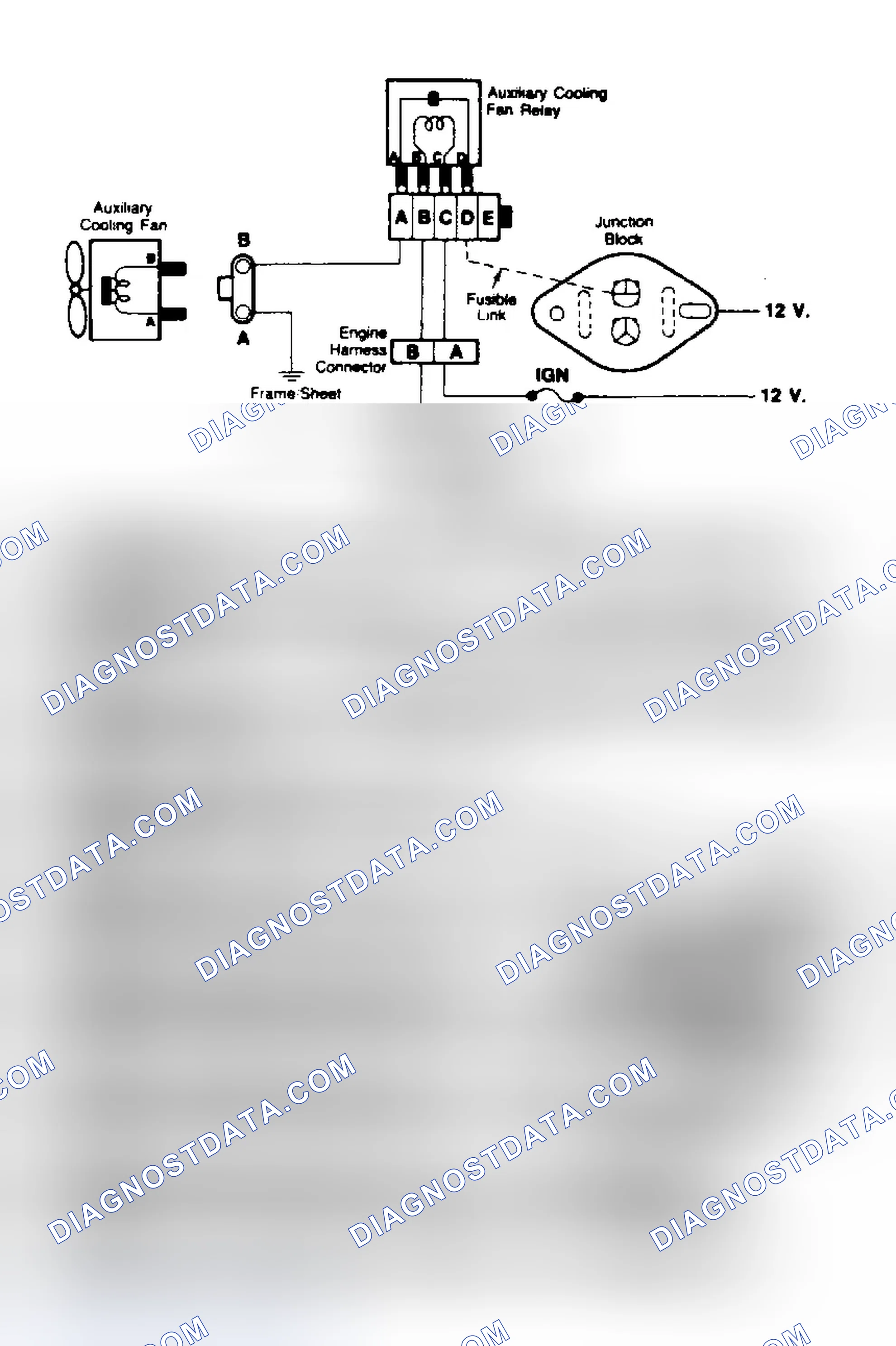 Scheme 74: Cooling Fan Circuit Schematic & Flow Chart (7.4L G, C & K Series With A/C)