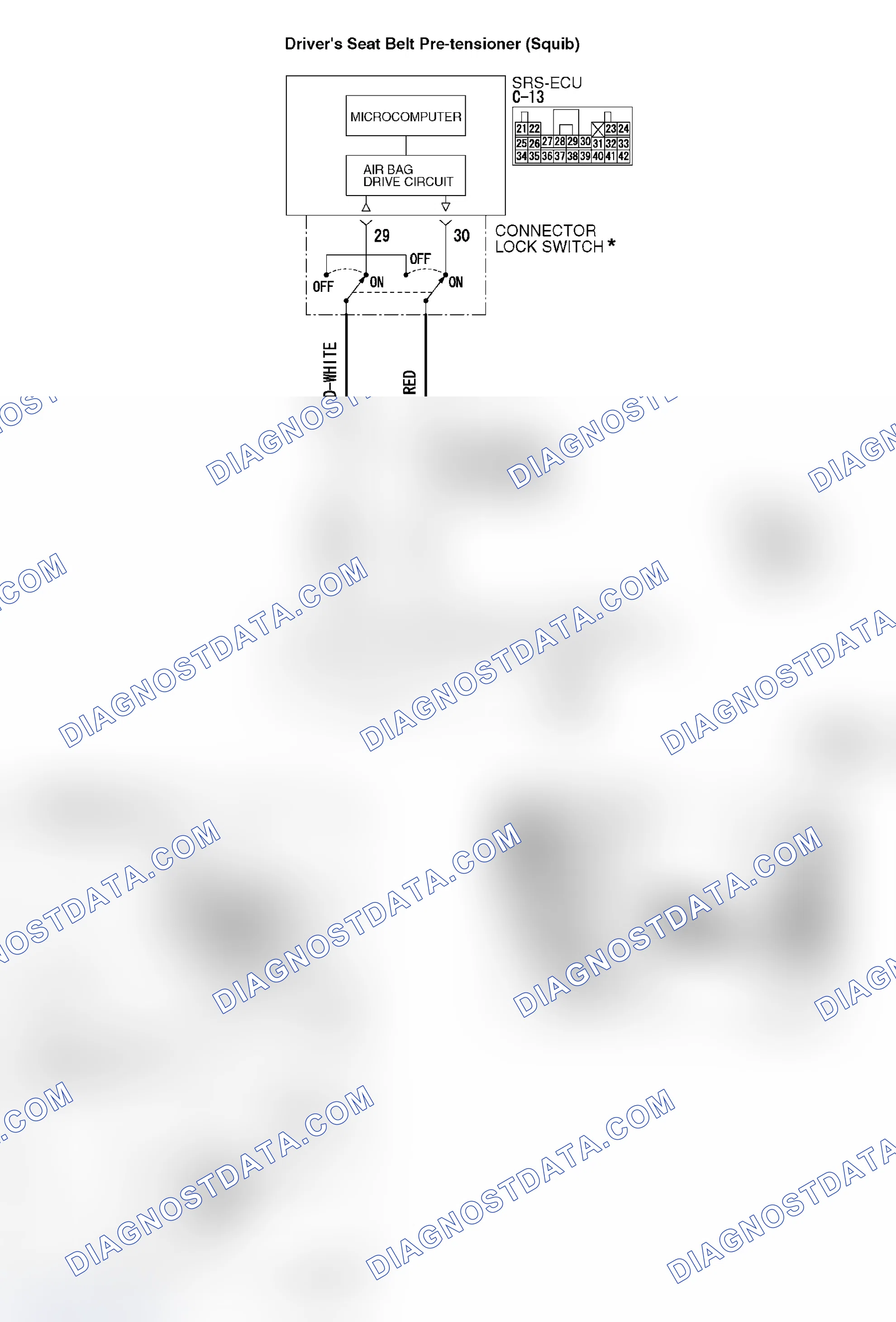 Scheme 394: DTC 26: Driver's Seat Belt Pre-Tensioner (Squib) System Fault 1 (Short Circuit between Terminals of