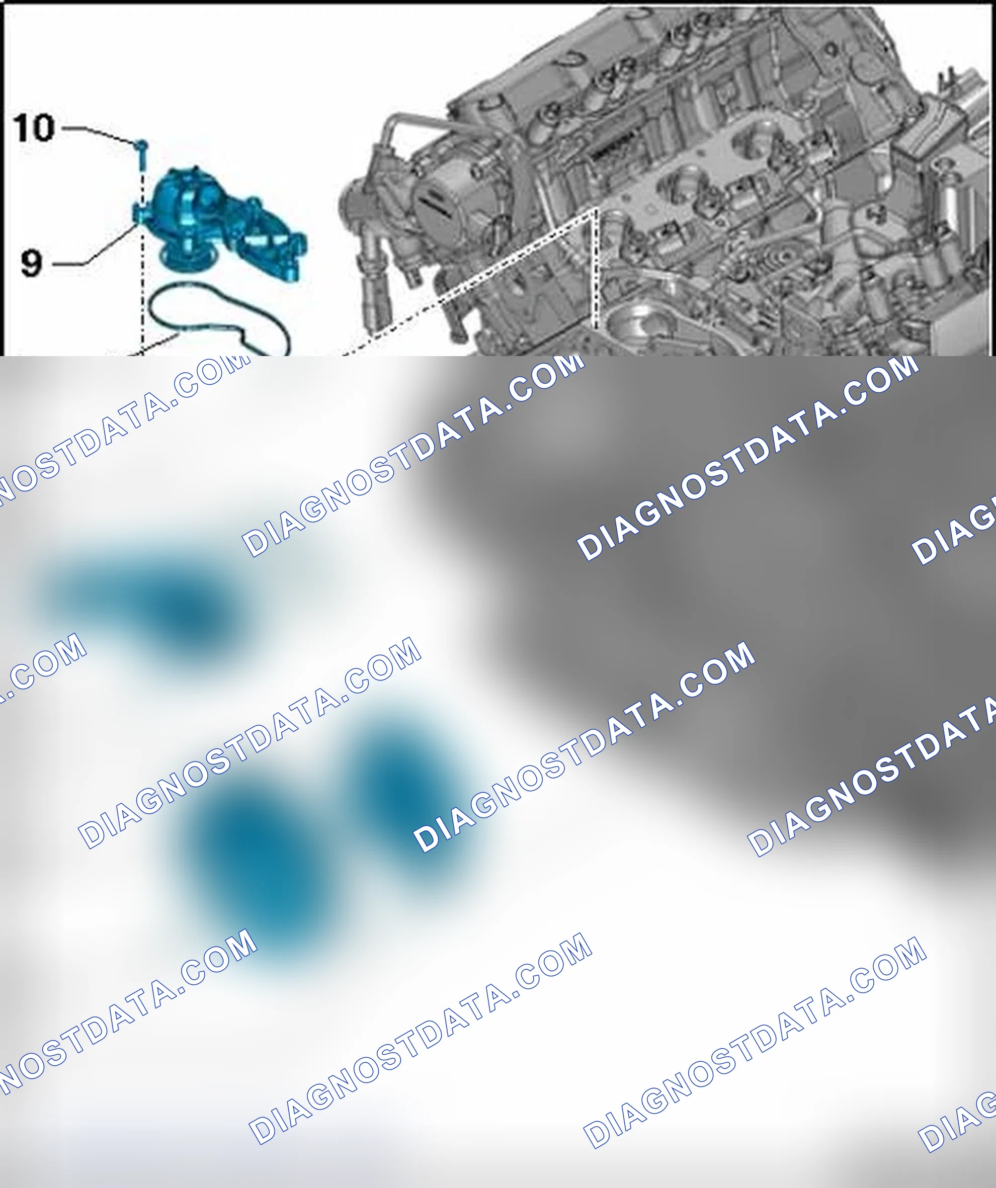 Scheme 288: Thermostat, Coolant Pump, Connecting Pieces, Component Overview