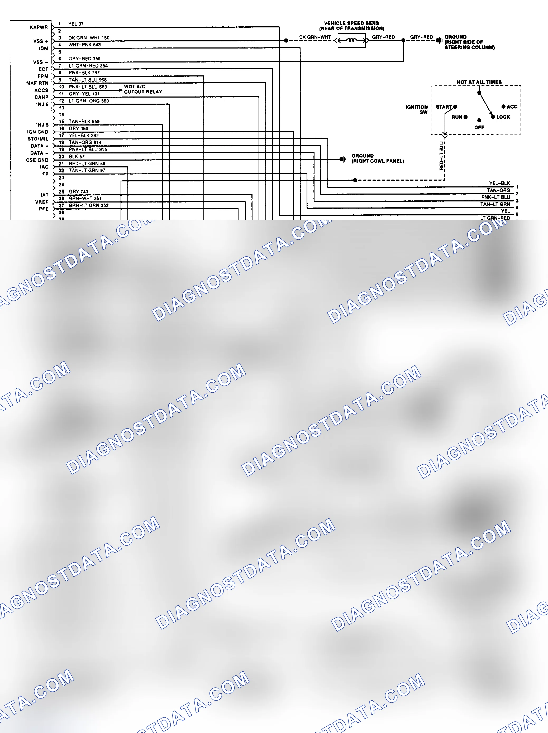 Scheme 131: EEC-IV Wiring Diagram (Cougar 3.8L Except SC - 1 of 2)
