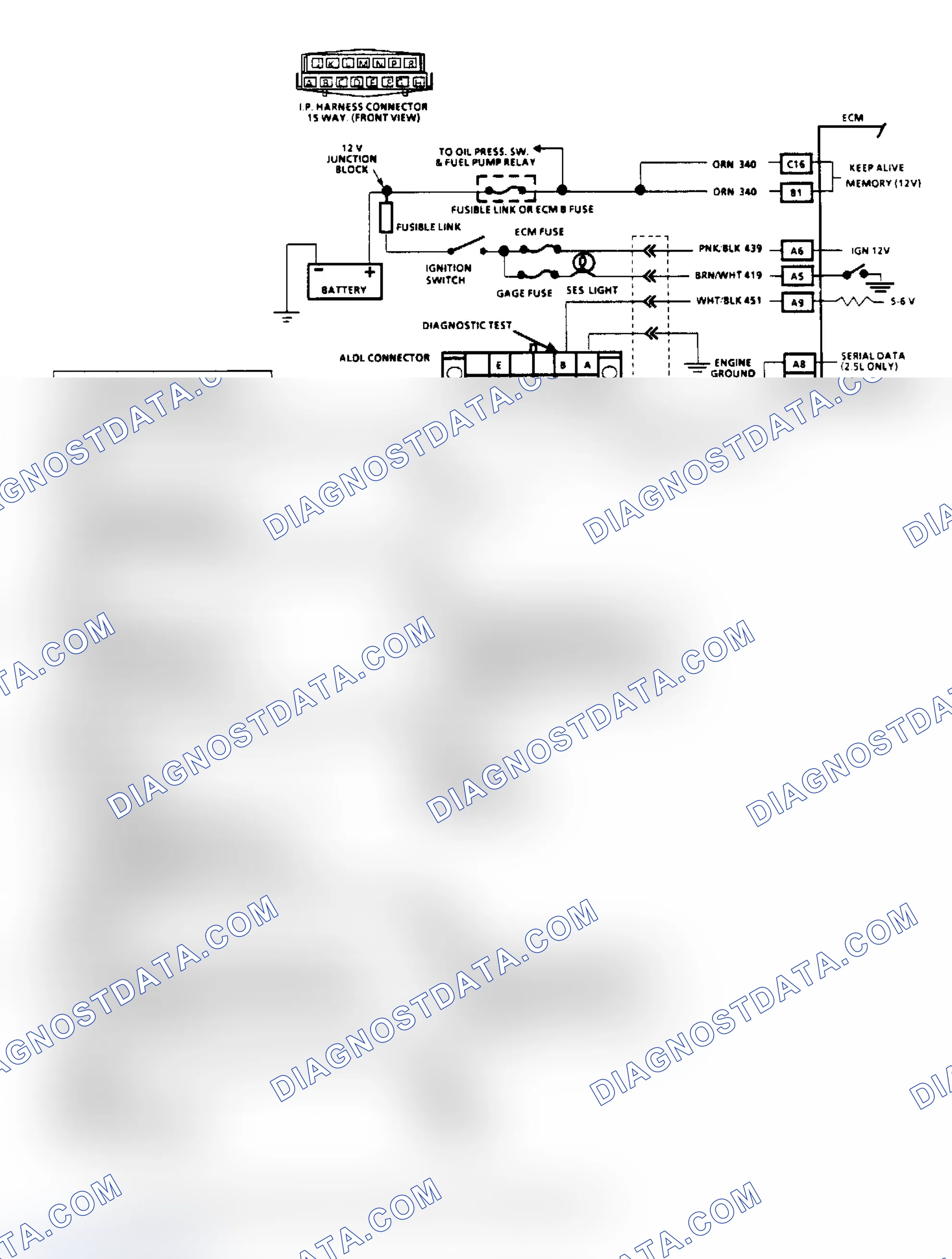 Scheme 26: Chart A2, No ALDL Data or Won't Flash Code 12, "SES" Light On Steady