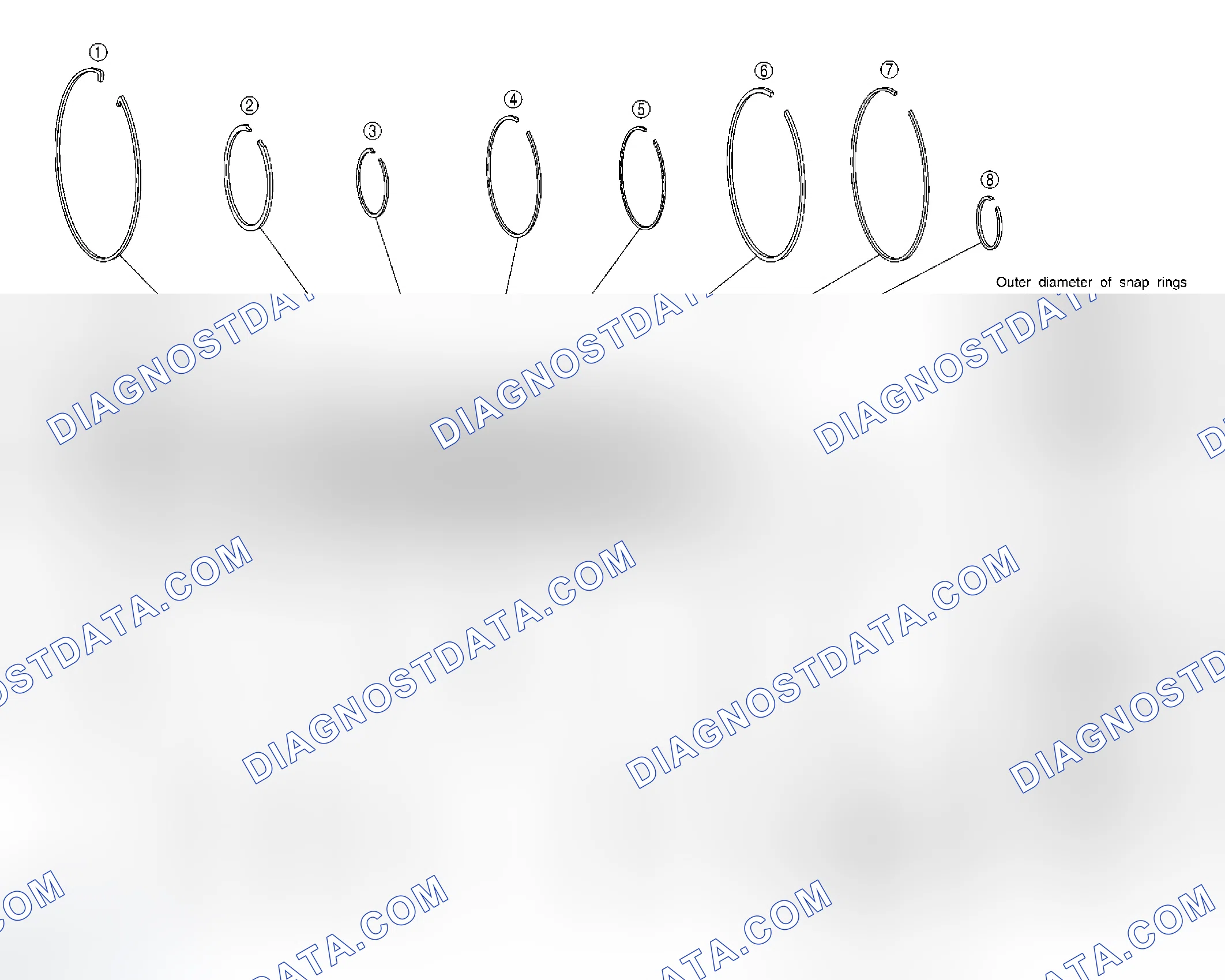Scheme 206: Locations of Adjusting Shims, Needle Bearings, Thrust Washers and Snap Rings