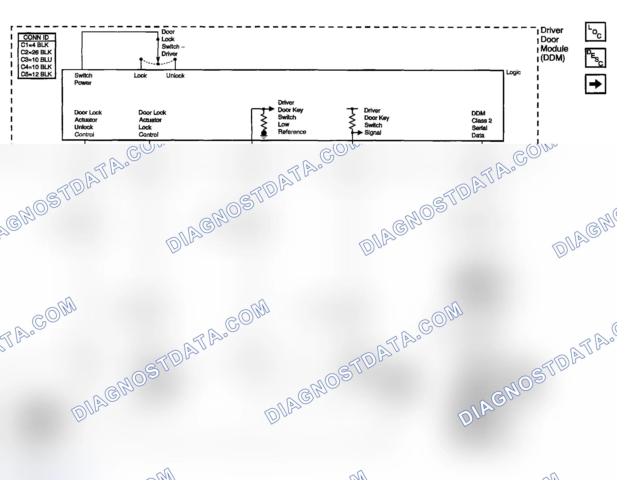 Scheme 49: Door Lock/Indicator Schematics (Driver Door Lock Controls)