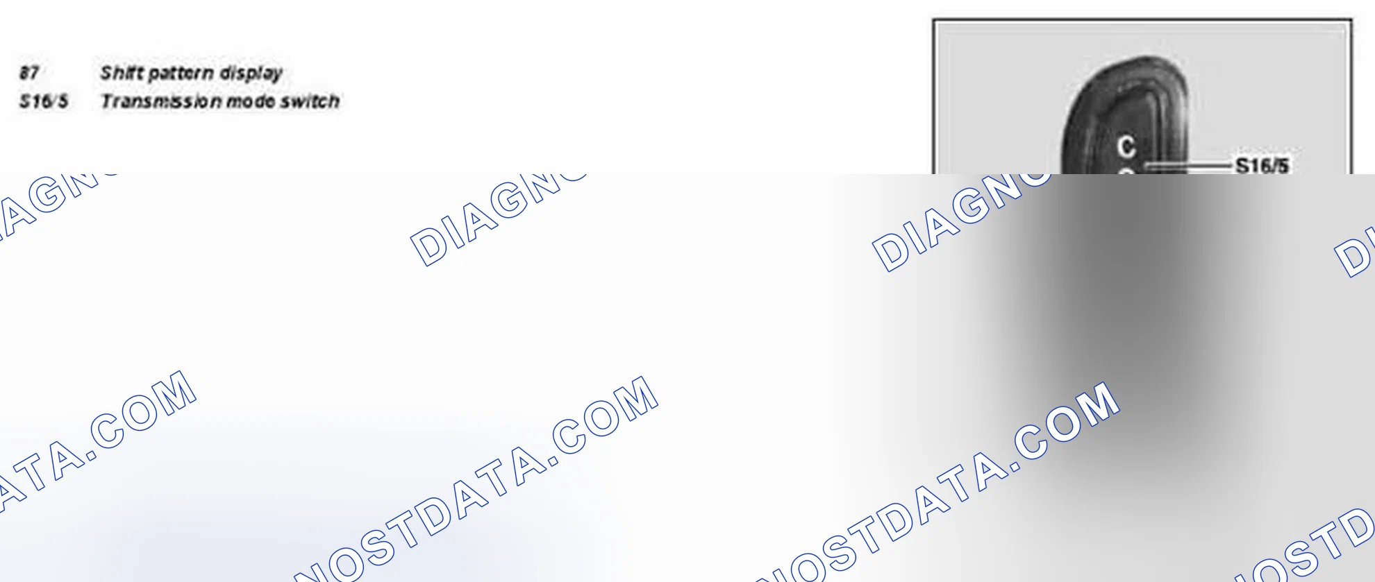 Scheme 461: Identifying Shift Pattern Display And Transmission Mode Switch (Shows Model 209)