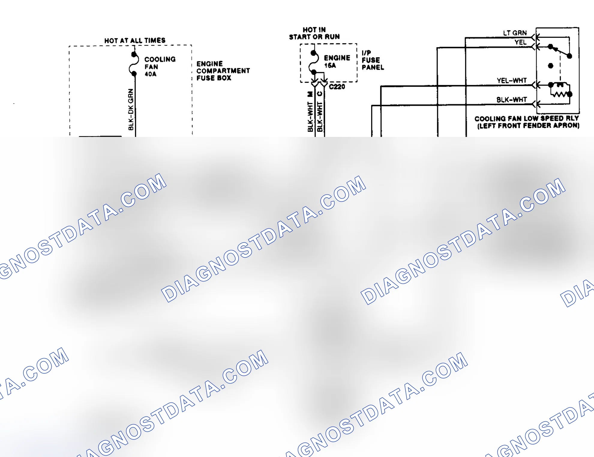 Scheme 4: Electric Cooling Fan Wiring Diagram (Escort 1.9L & Tracer 1.9L)