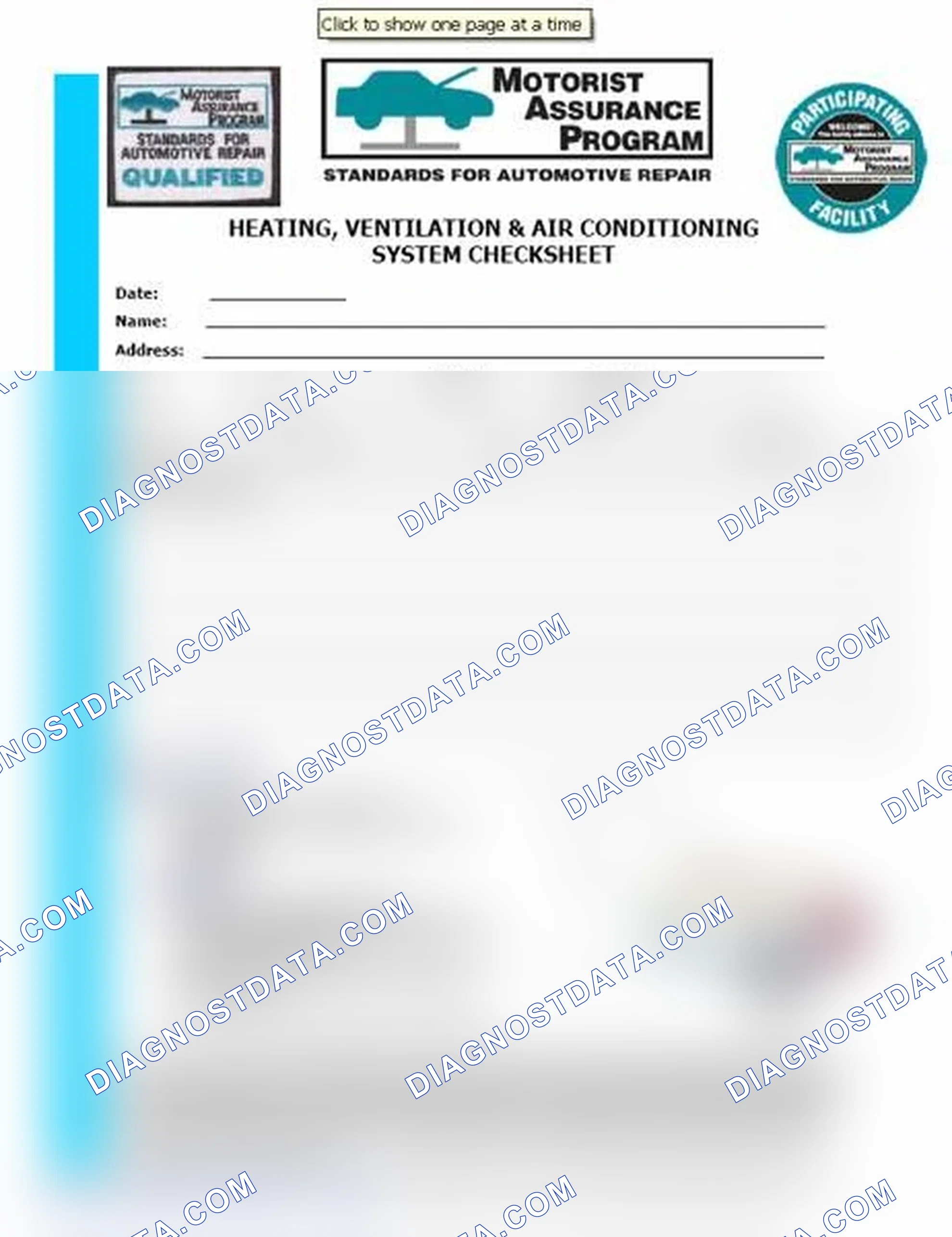 Scheme 15: Heating, Ventilation & Air Conditioning System Checksheet (1 Of 2)