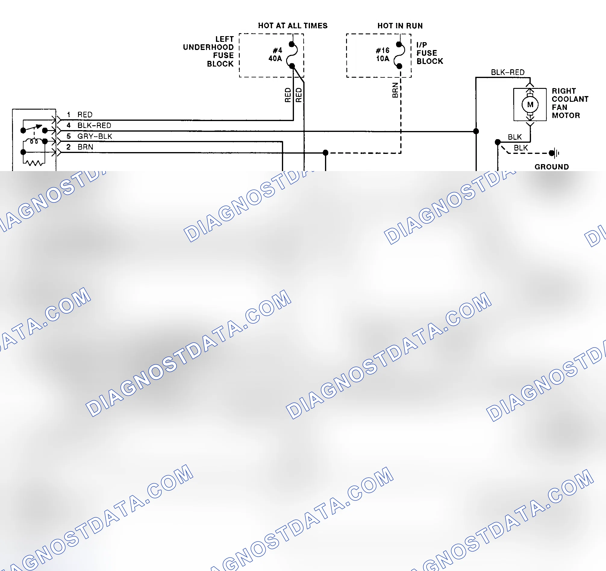 Scheme 6: Cooling Fan Wiring Diagram (Eighty-Eight & Ninety-Eight) (3.8L VIN L & 1)