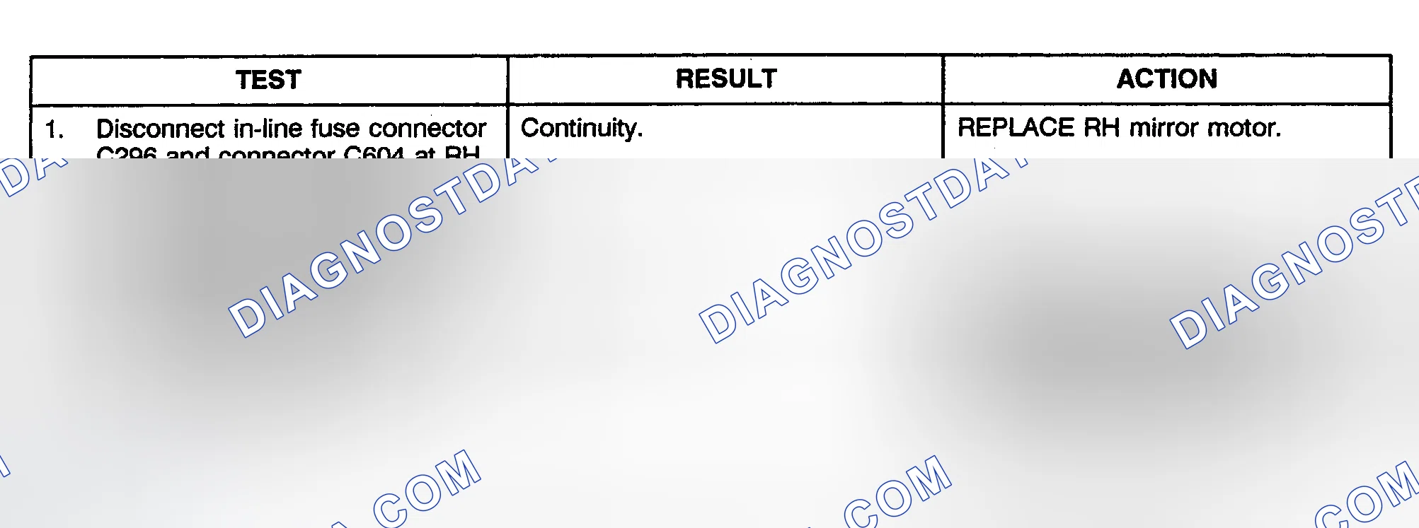 Scheme 8: TEST D: RIGHT MIRROR WILL NOT ADJUST LEFT & RIGHT