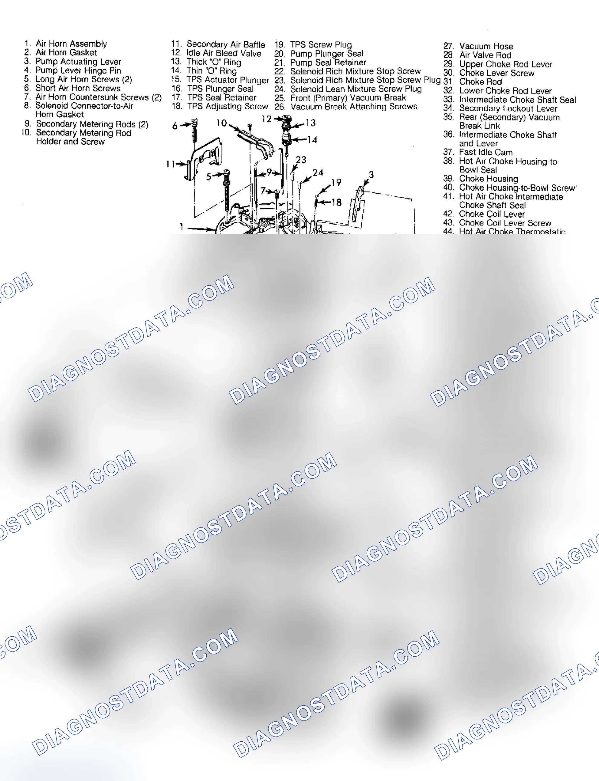 Scheme 46: Exploded View of Rochester E4MC & E4ME Carburetor