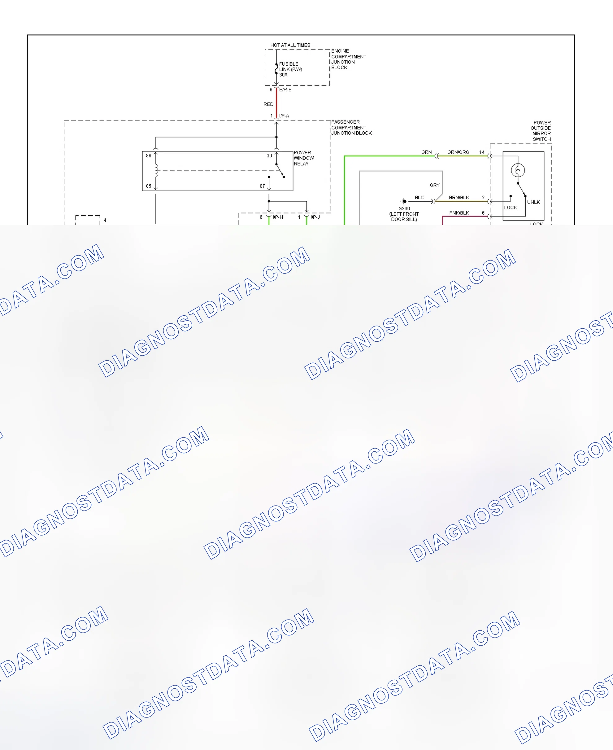 Scheme 7: Power Window System Wiring Diagram (Santa Fe)