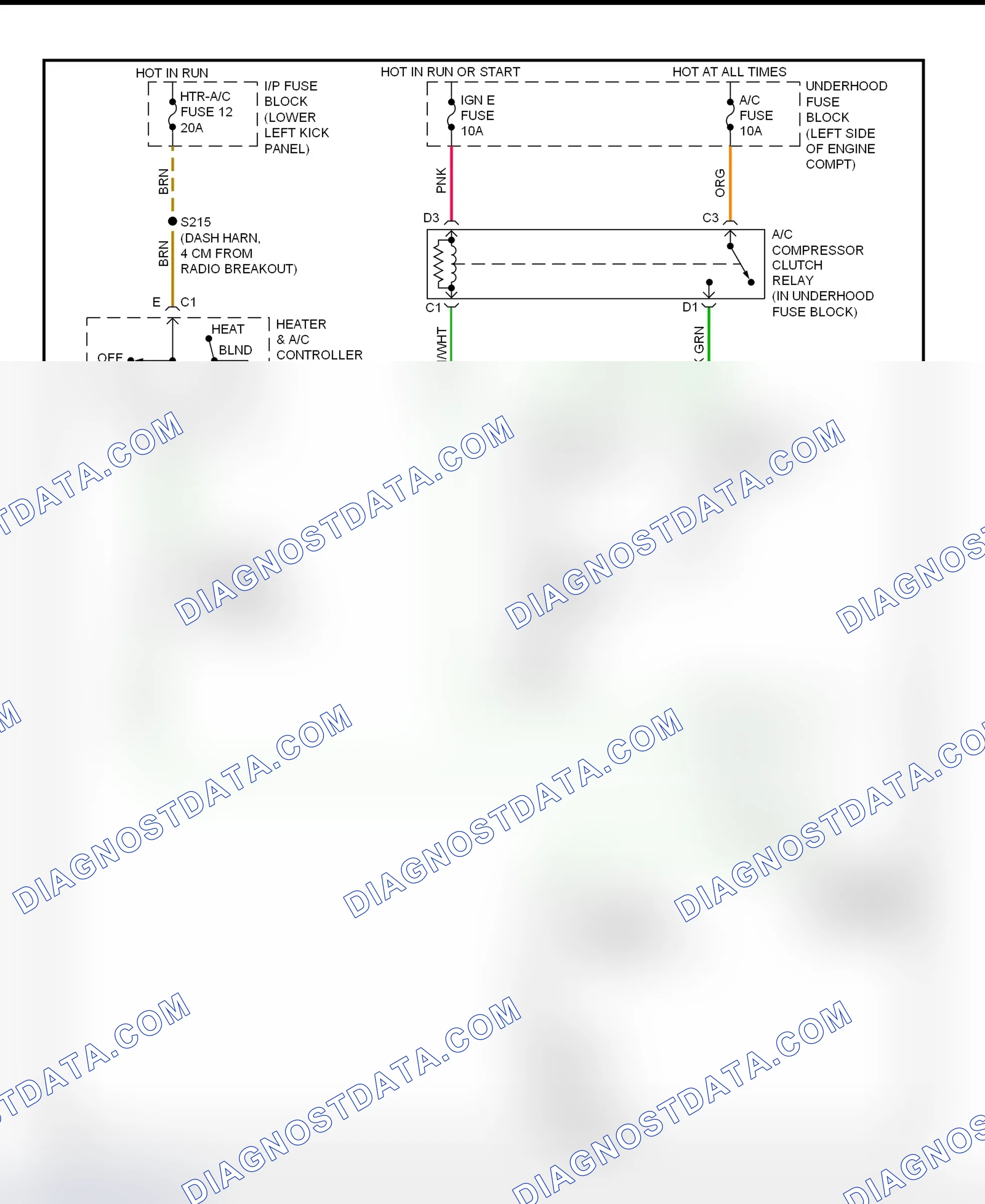 Scheme 58: A/C Compressor Clutch Control Circuit Wiring Diagram (2001 Express & Savana - Except Diesel Engine)