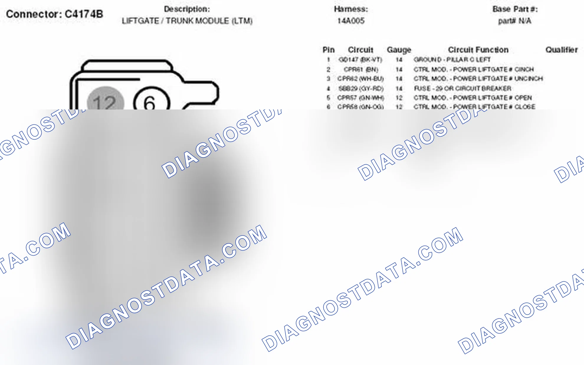Scheme 315: Liftgate Module / Trunk Module Connector End View (C4174B)