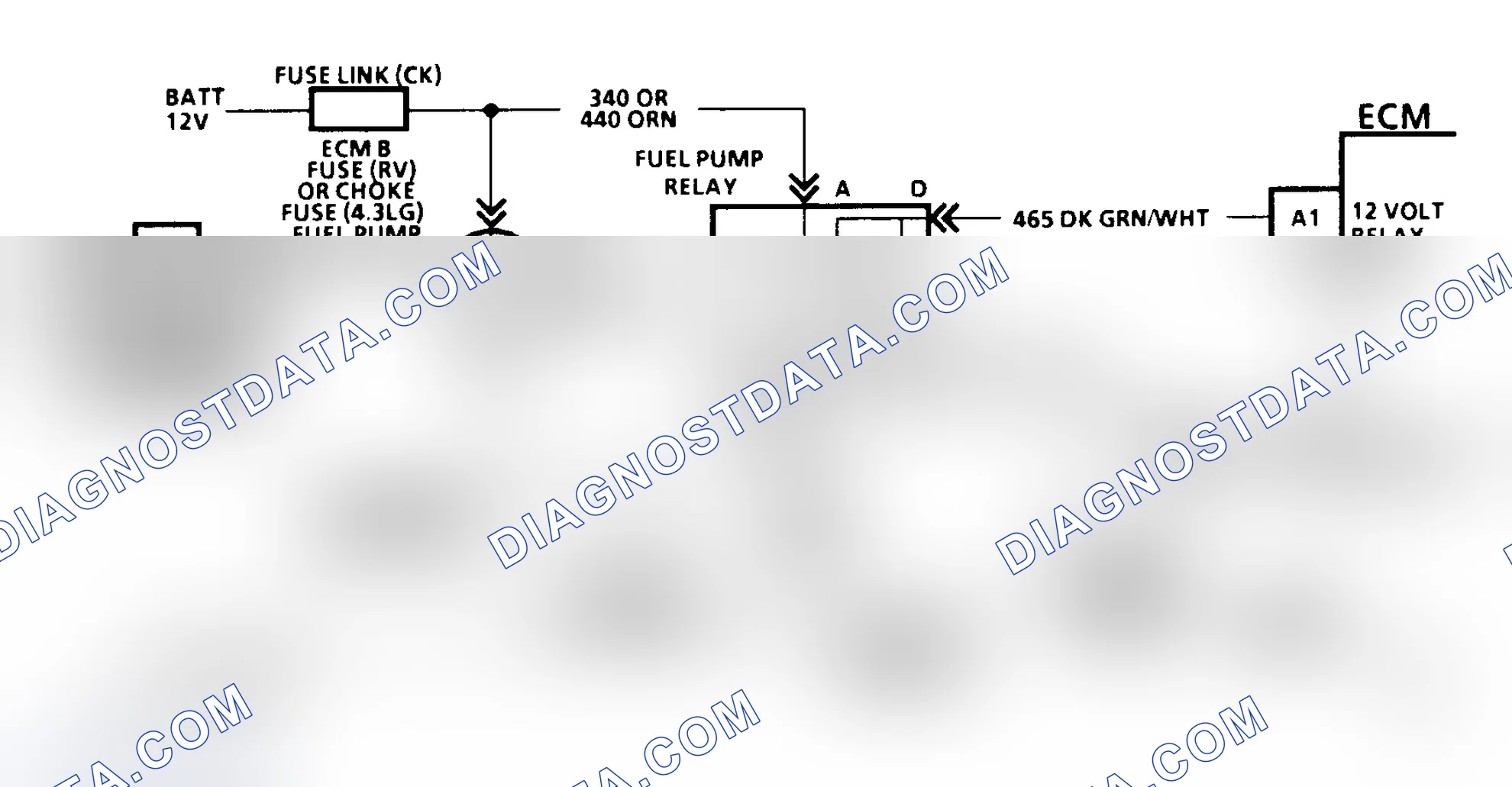 Scheme 163: Code 54 Schematic (C, K, R, V, G, & P Series W/O 4L80-E Trans) Fuel Pump Circuit