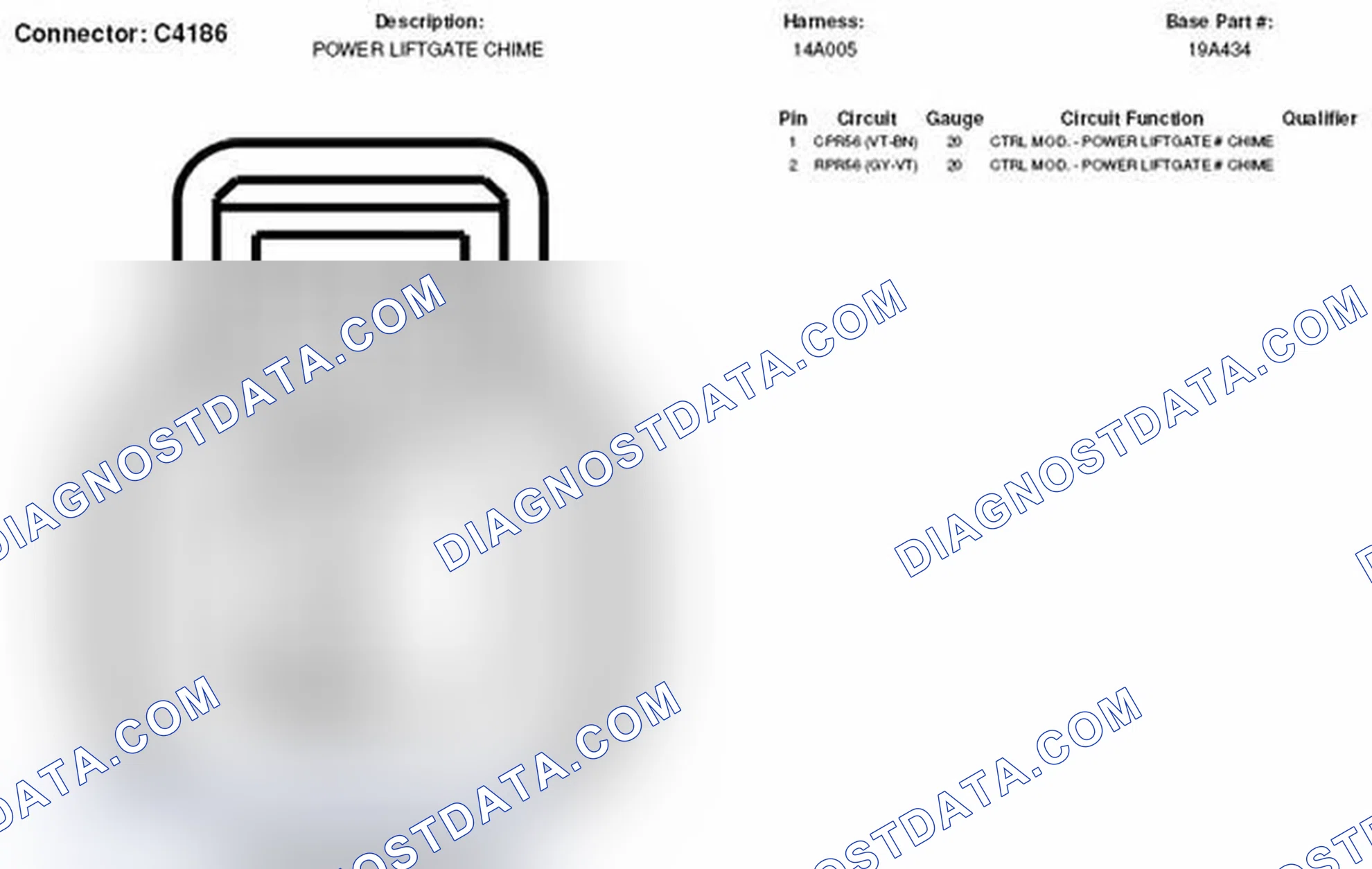 Scheme 317: Power Liftgate Chime Connector End View (C4186)
