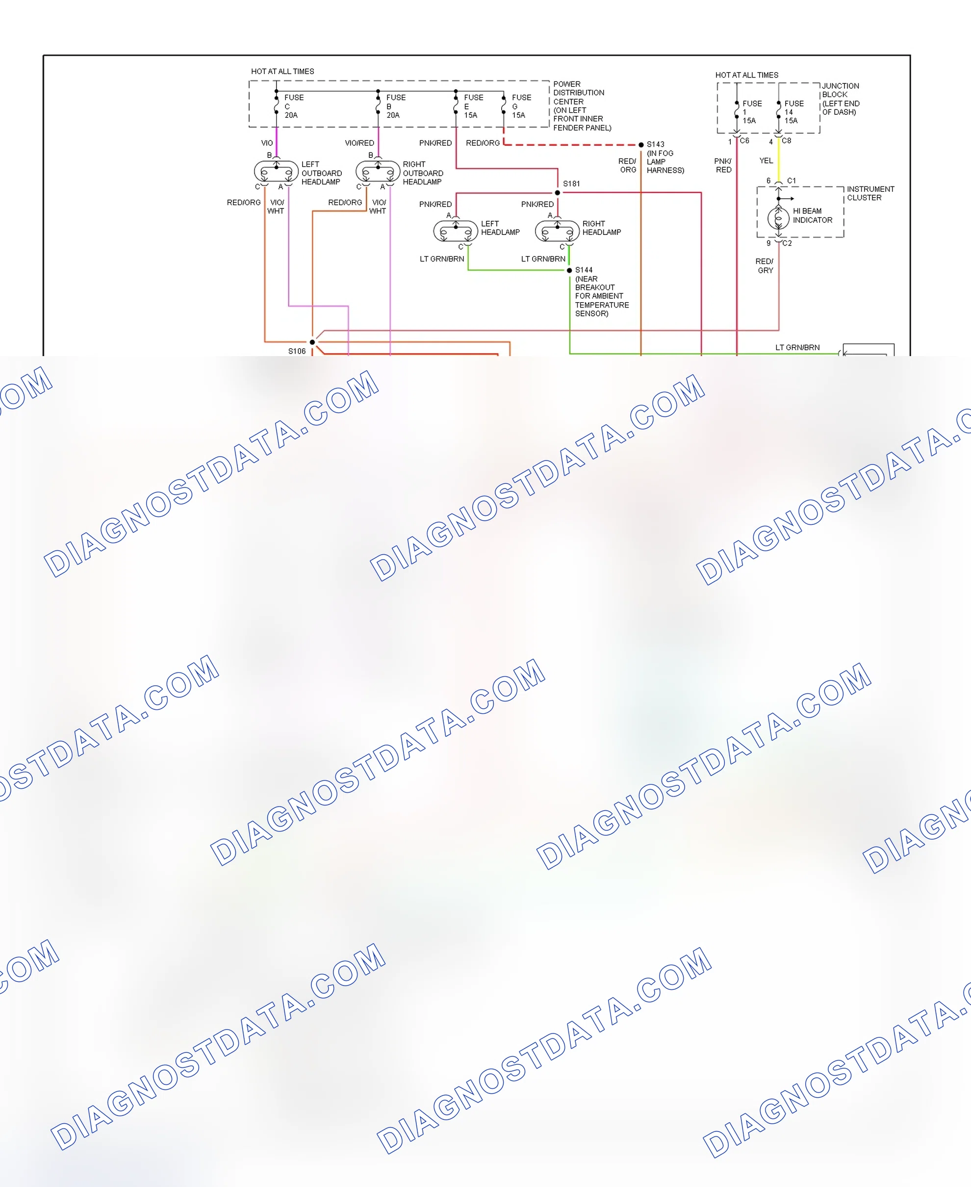Scheme 9: Headlight System Wiring Diagram (Ram Pickup - With Quad Headlights)