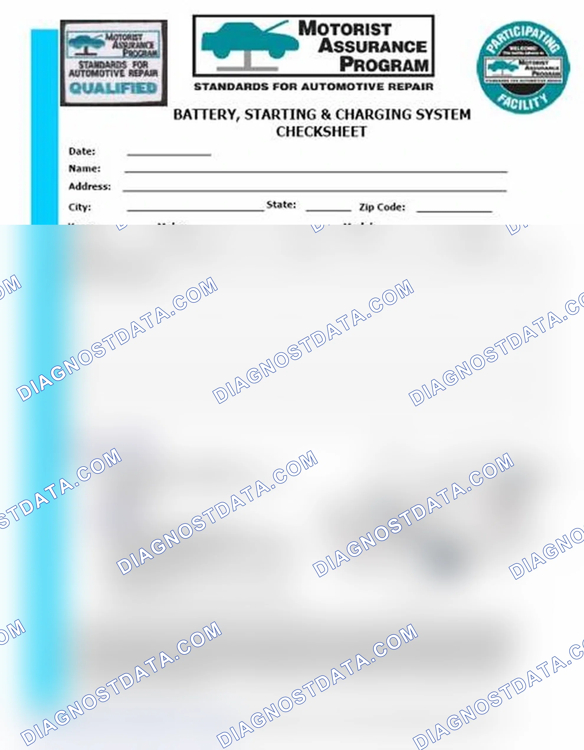 Scheme 3: Battery, Starting & Charging System Checksheet (1 Of 2)