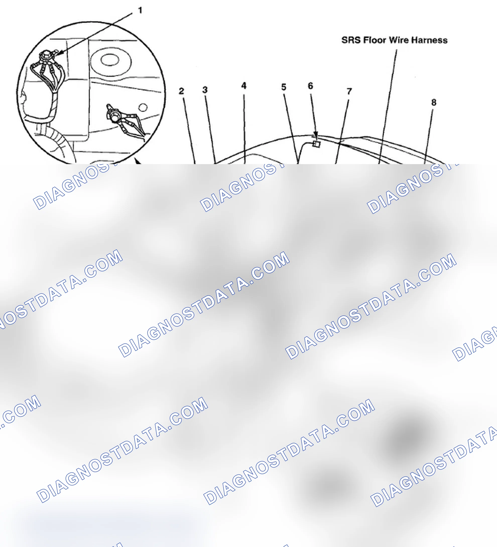 Scheme 532: Identifying SRS Floor Wire Harness (Page 203-47)