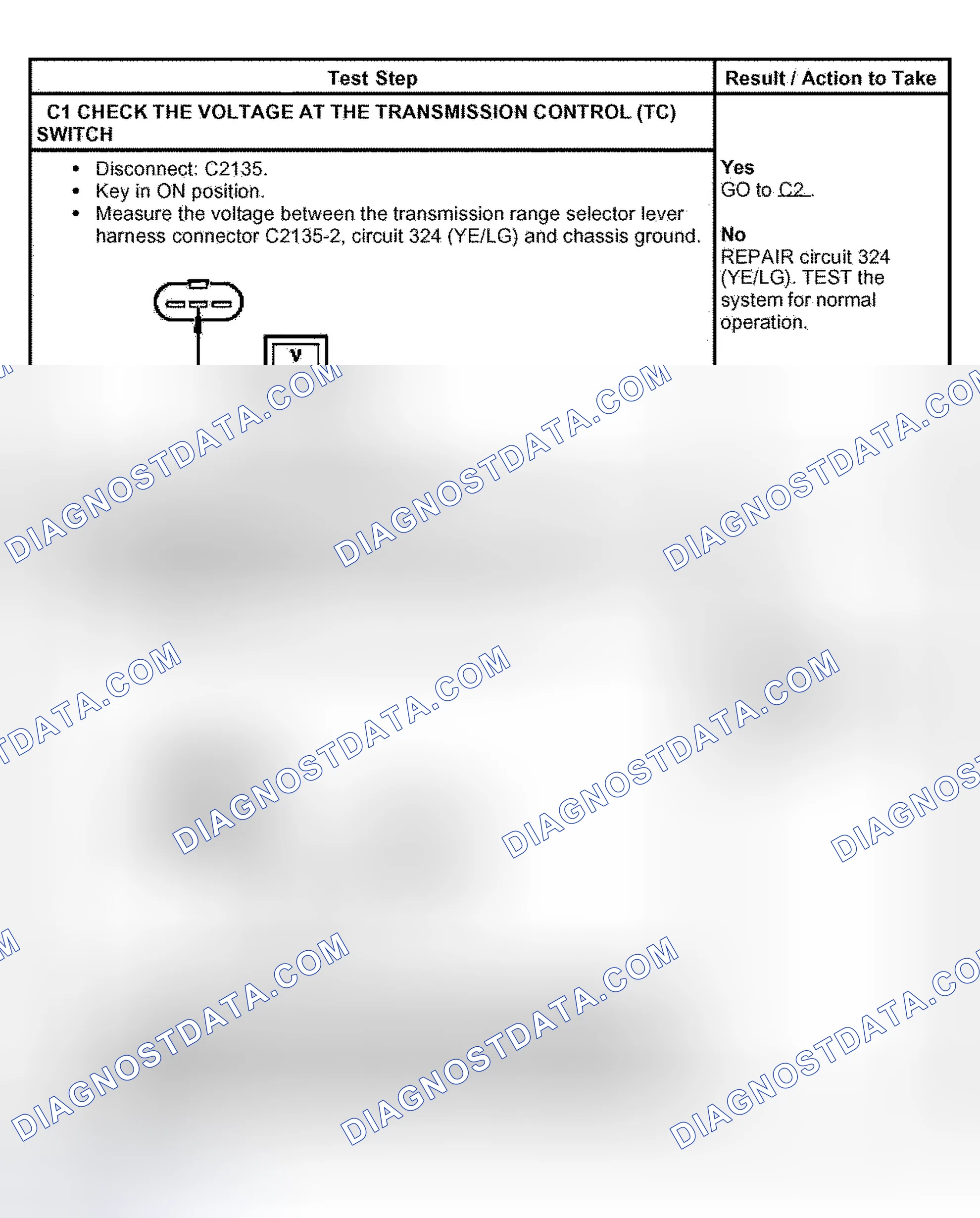 Scheme 771: PINPOINT TEST C: THE TRANSMISSION CONTROL SWITCH/INDICATOR LAMP IS NOT OPERATING CORRECTLY