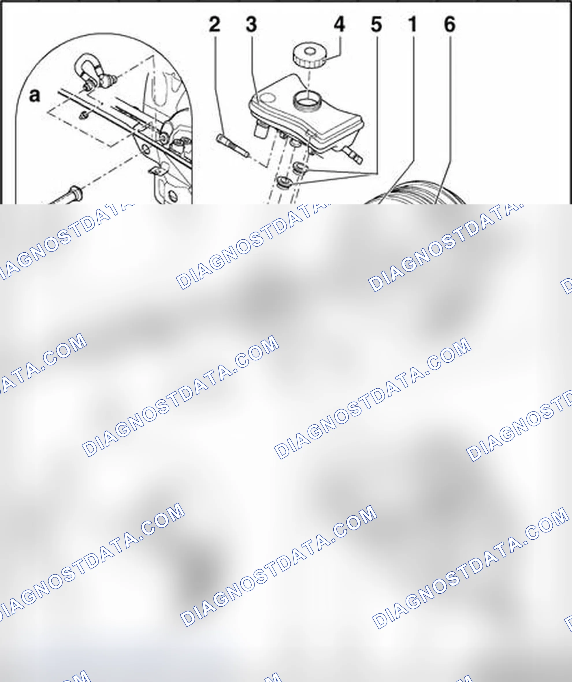 Scheme 155: Tandem brake booster/brake master cylinder, assembly overview