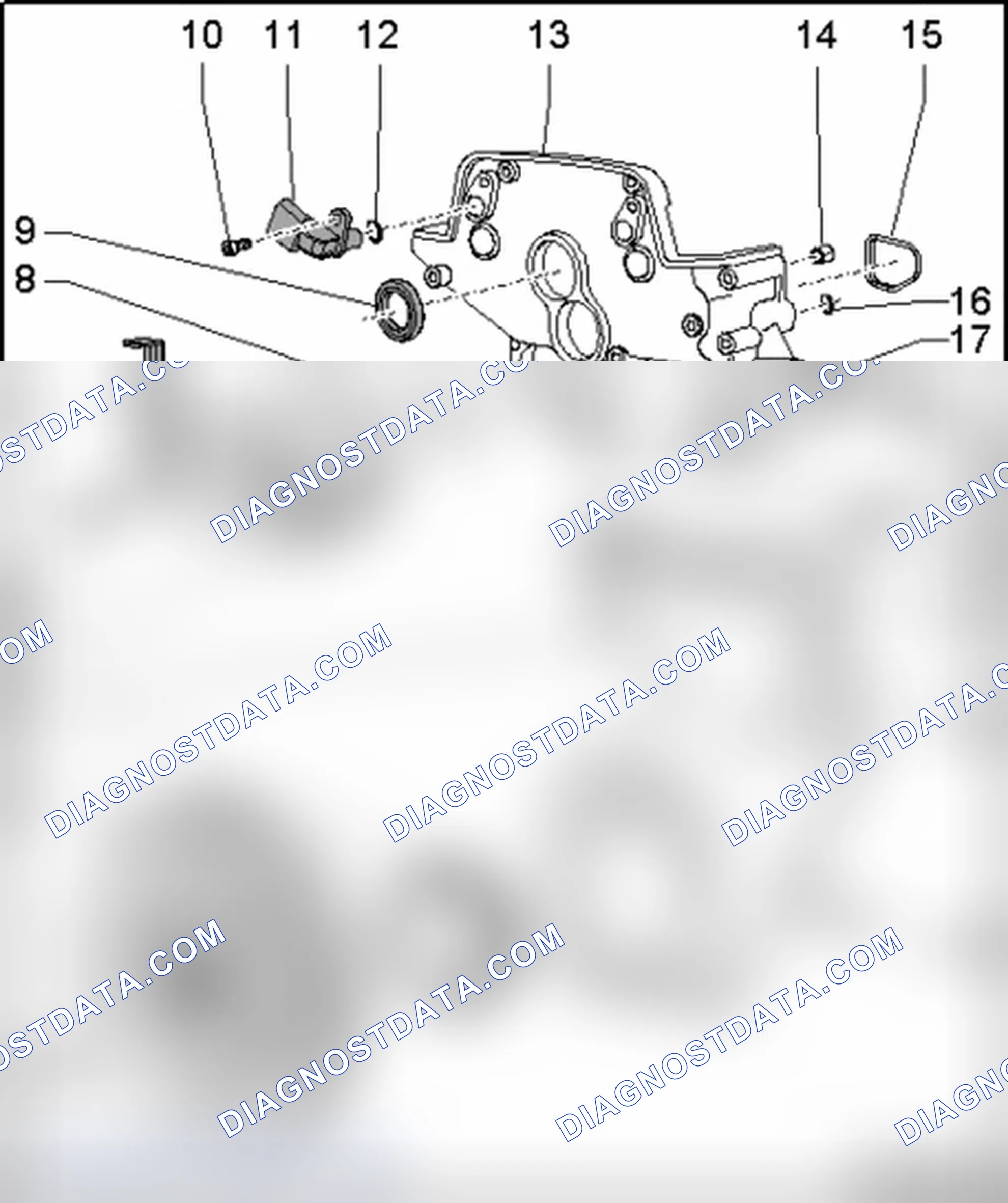 Scheme 181: Timing chain covers & dual mass flywheel, assembly overview