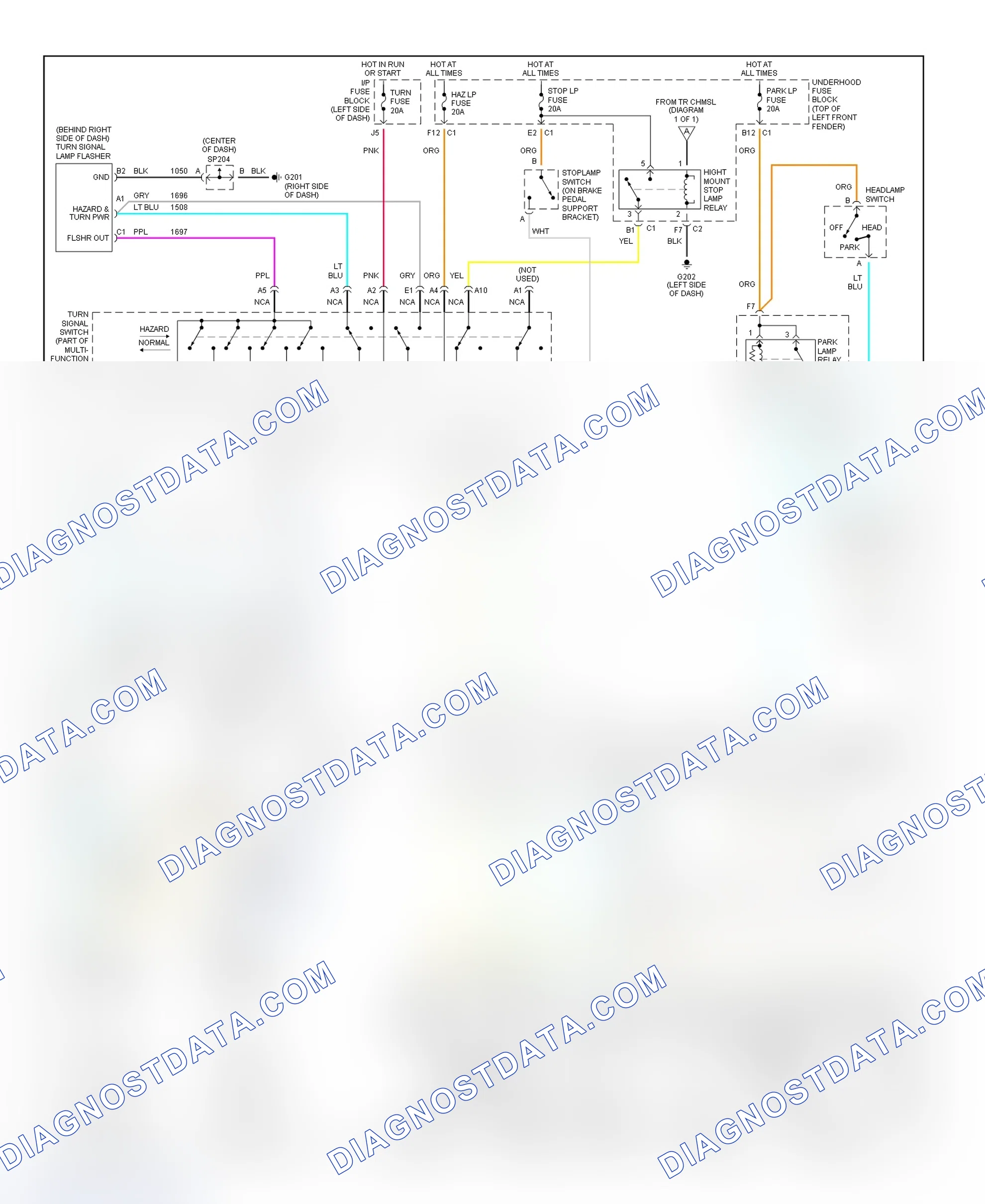 Scheme 43: Exterior Lights Wiring Diagram (Sonoma & S10)