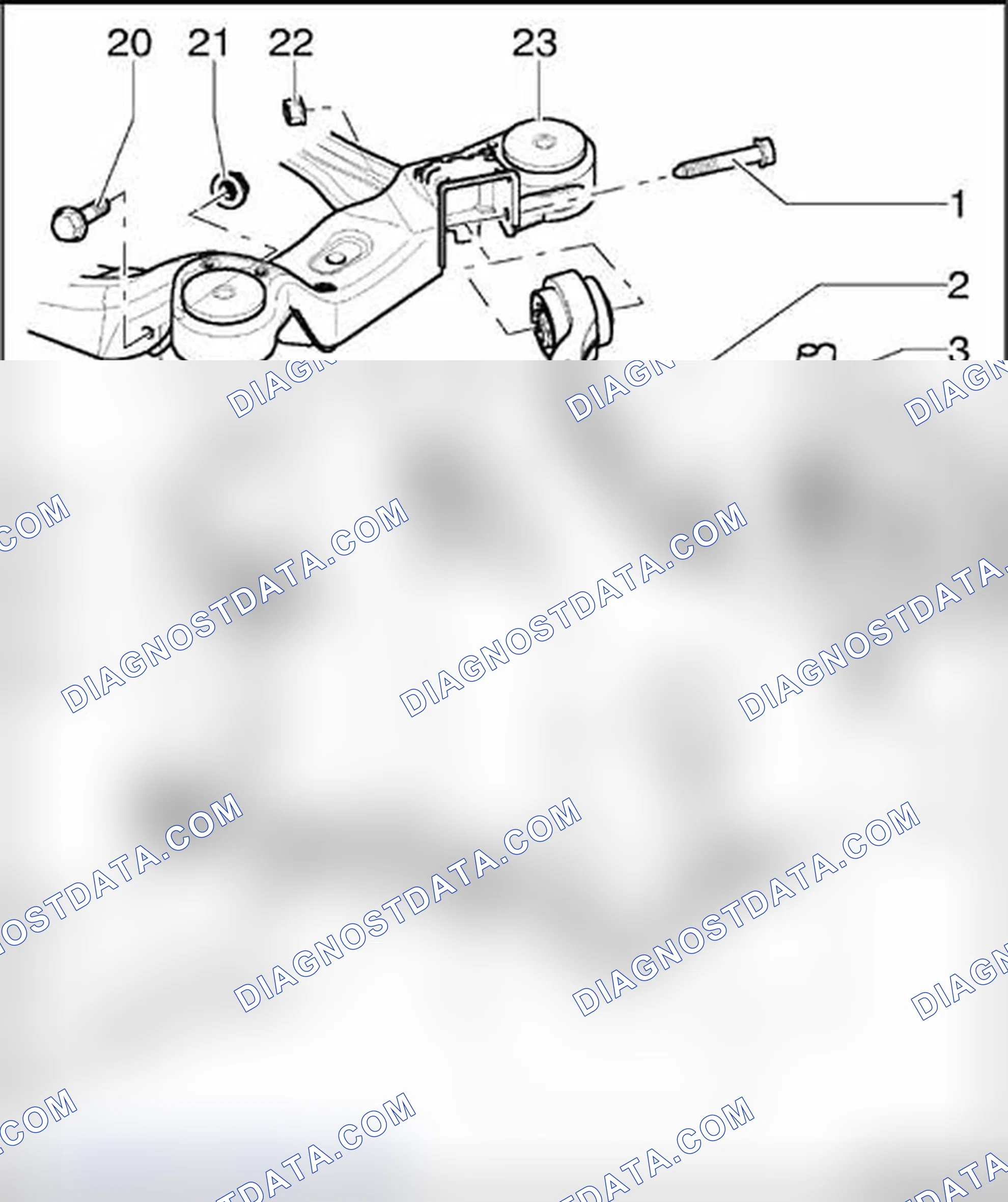 Scheme 105: Control arm, guide link, level control system sensor, assembly overview