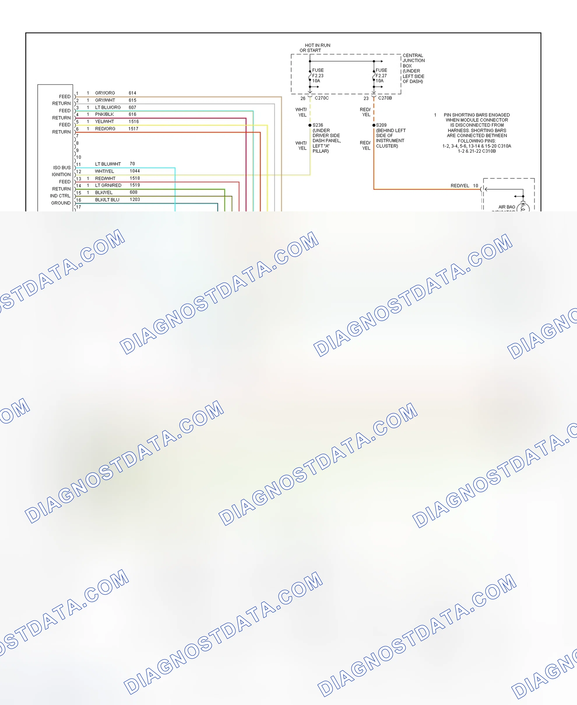 Scheme 53: Air Bag System Wiring Diagram (Sable & Taurus-1 Of 2)