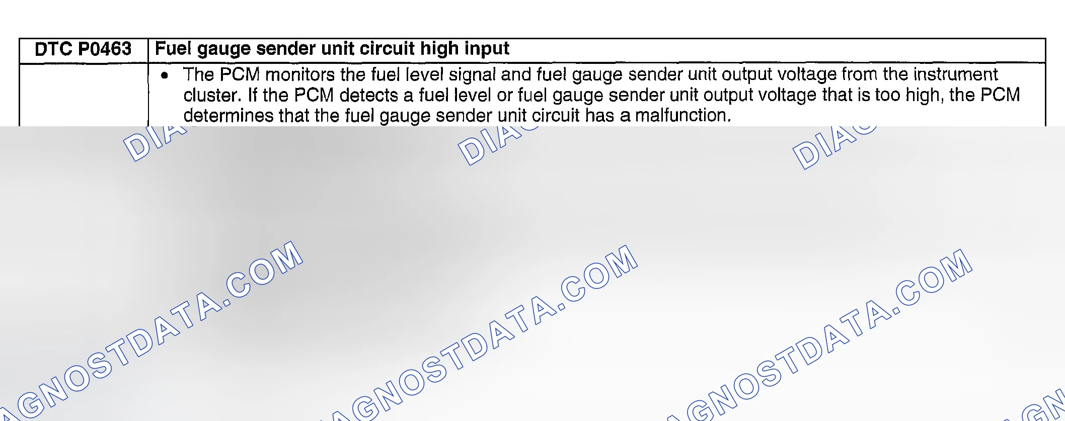 Scheme 212: DTC P0463: FUEL GAUGE SENDER UNIT CIRCUIT HIGH INPUT
