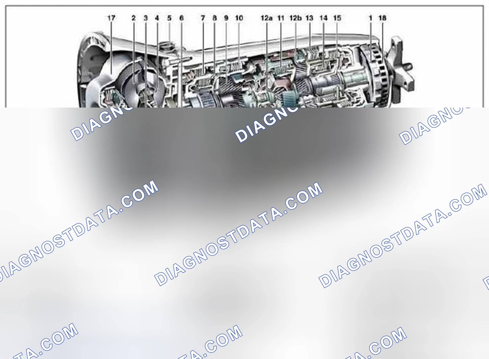 Scheme 160: Automatic transmission (AT), location of mechanical parts - GF27.10-P-0001-07N