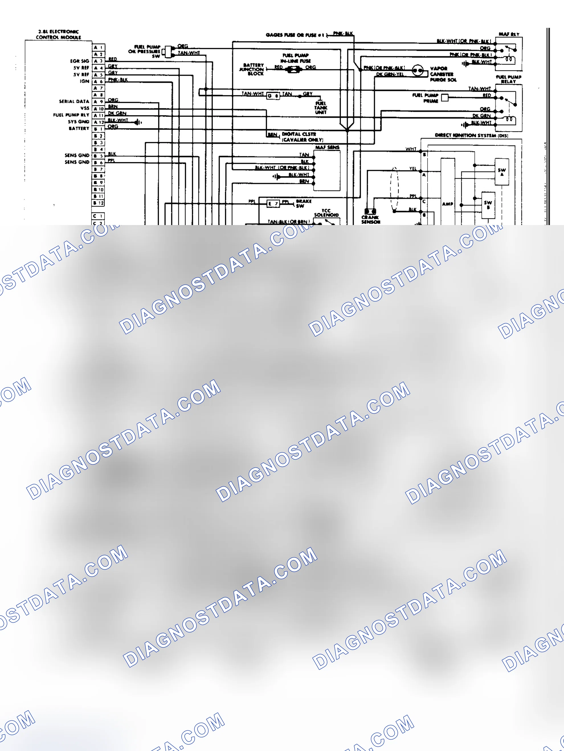 Scheme 698: PFI Wiring Diagram (2.8L Cavalier & Firenza)