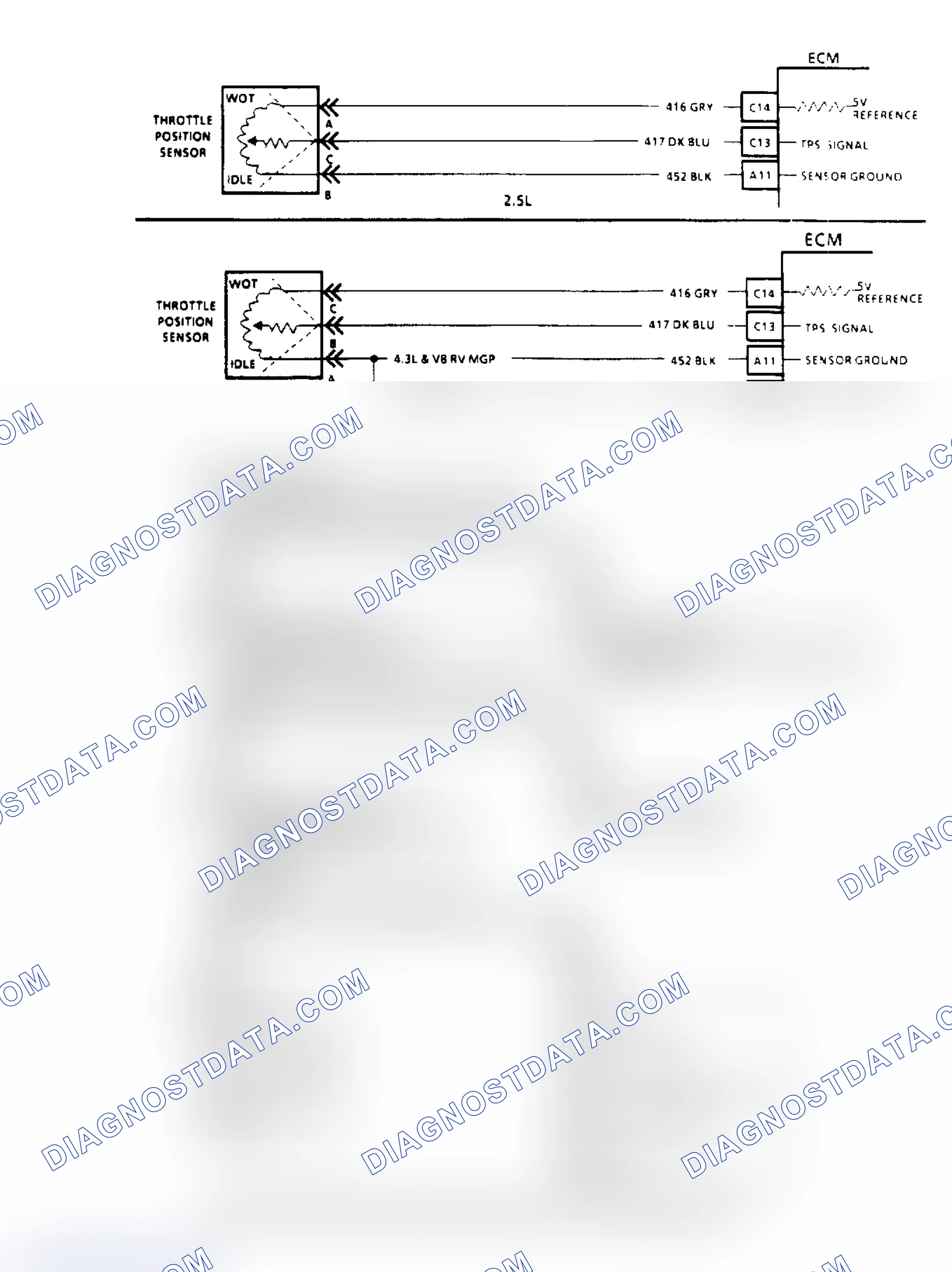 Scheme 55: Code 22, TPS Signal Voltage Low Flow Chart & Schematic